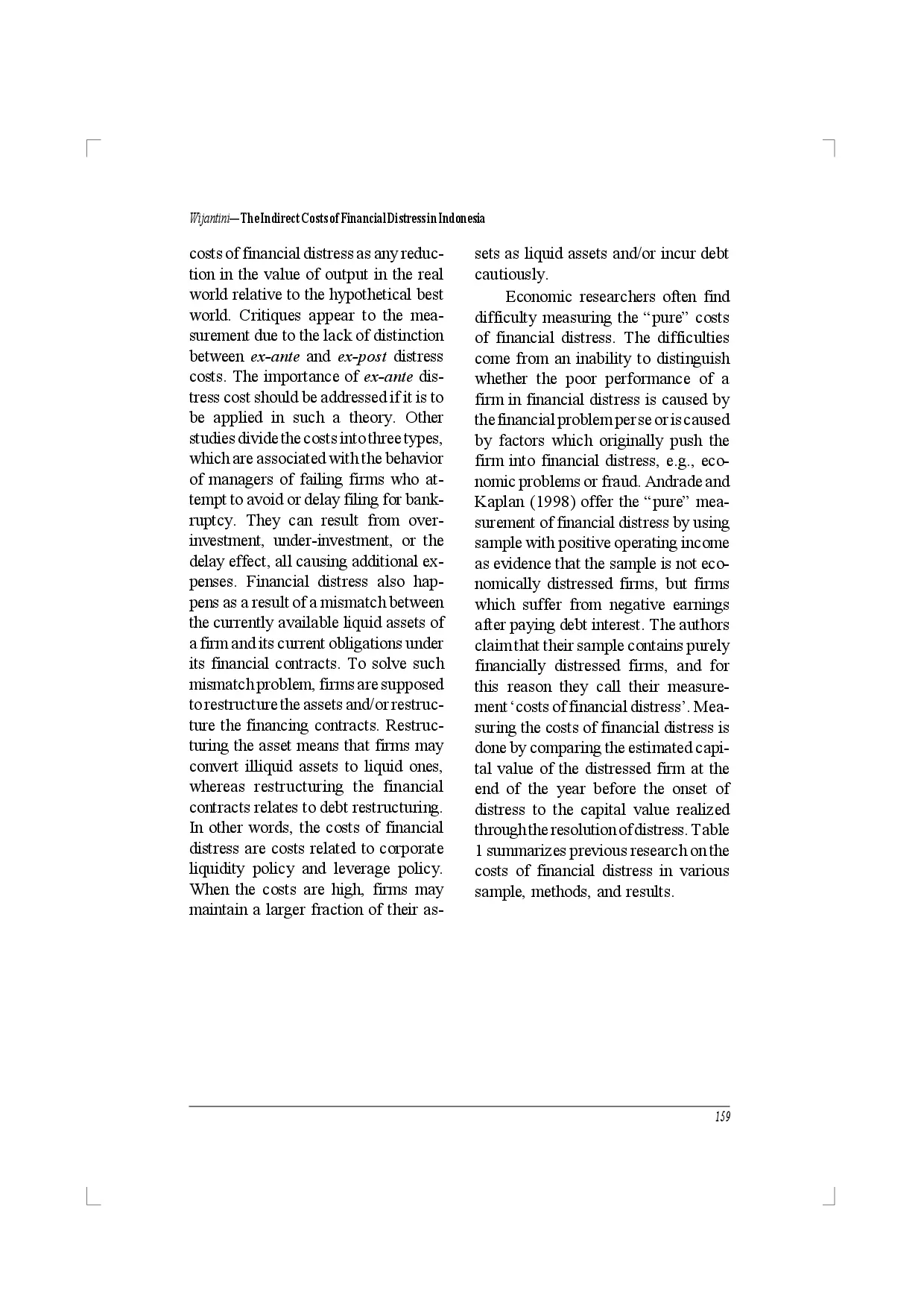 juris The Indirect Costs of Financial Distress in Indonesia