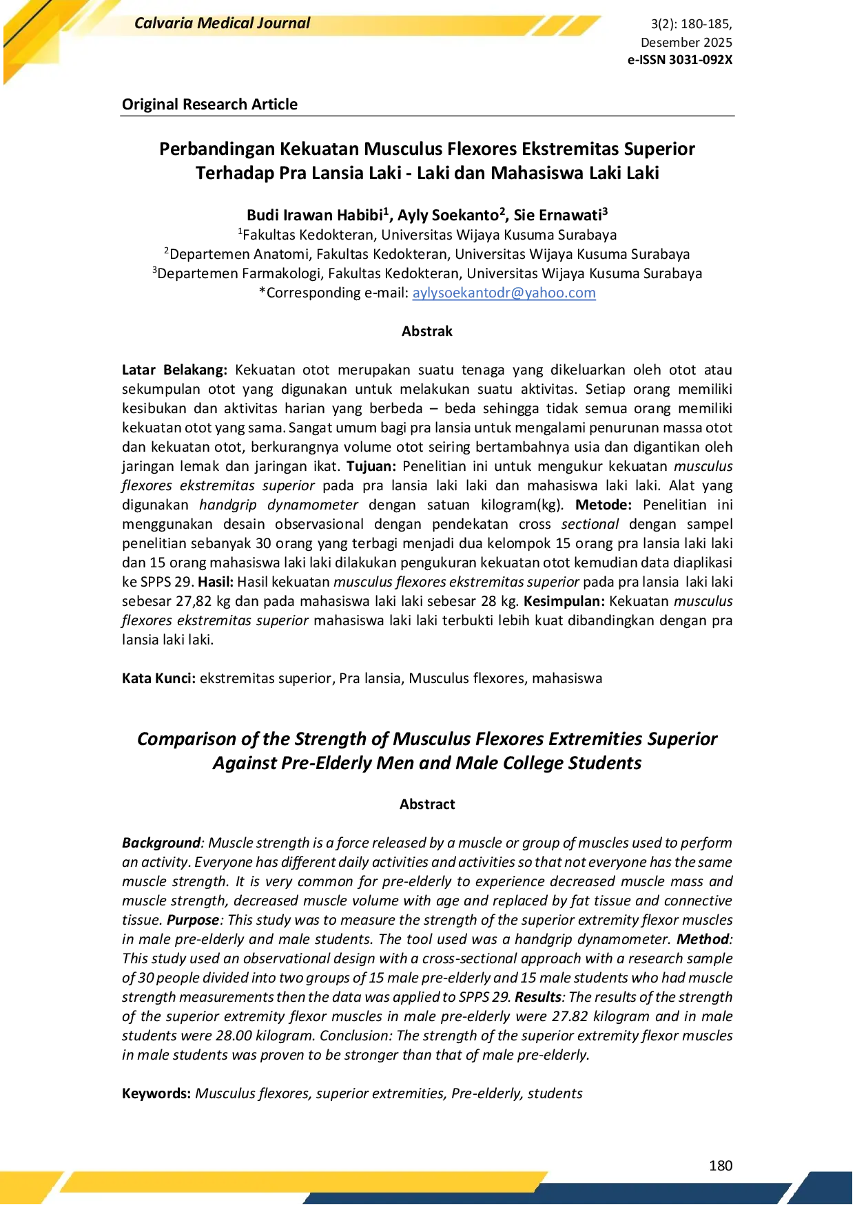 JURIS Perbandingan Kekuatan Musculus Flexores Ekstremitas Superior Terhadap Pra Lansia Laki Laki Dan Mahasiswa Laki Laki