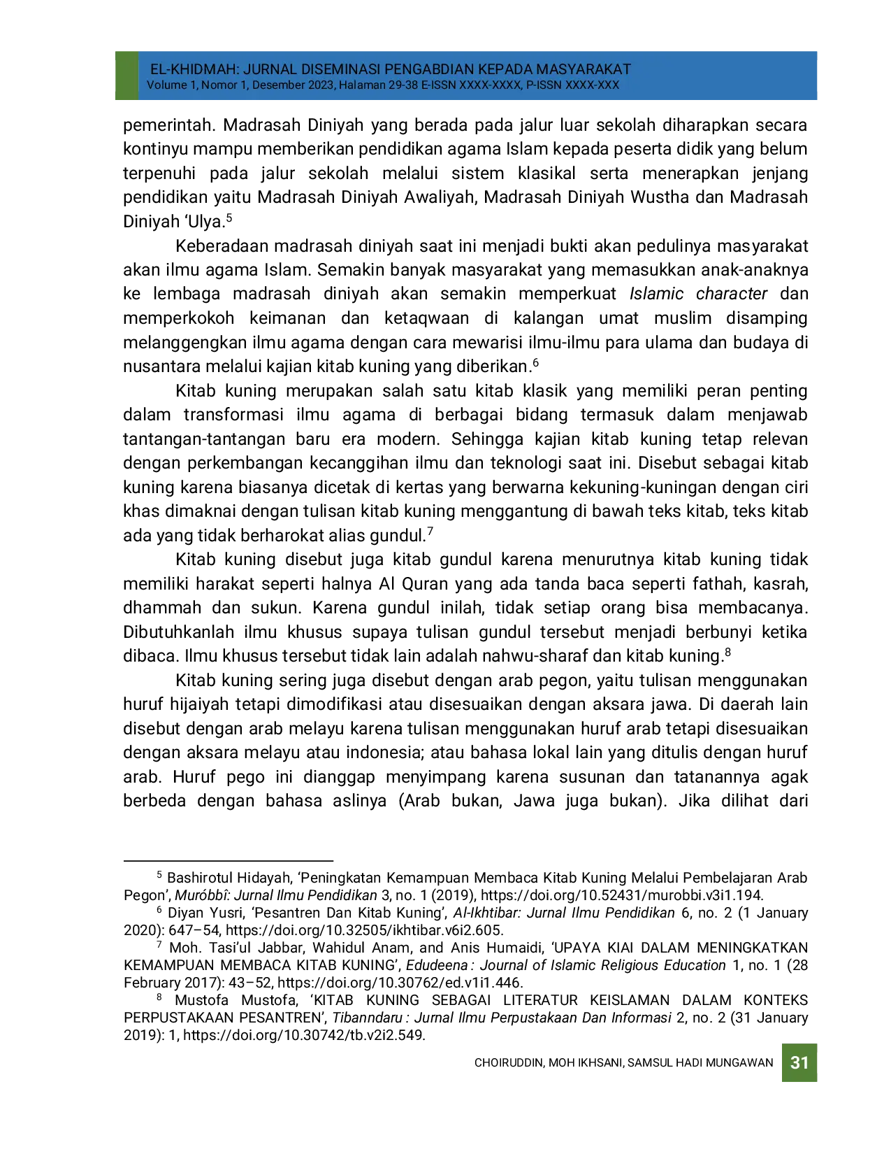 JURIS Pelatihan Membaca Kitab Kuning Bagi Santri Madrasah Diniyah Roudlotul Huda Blitar