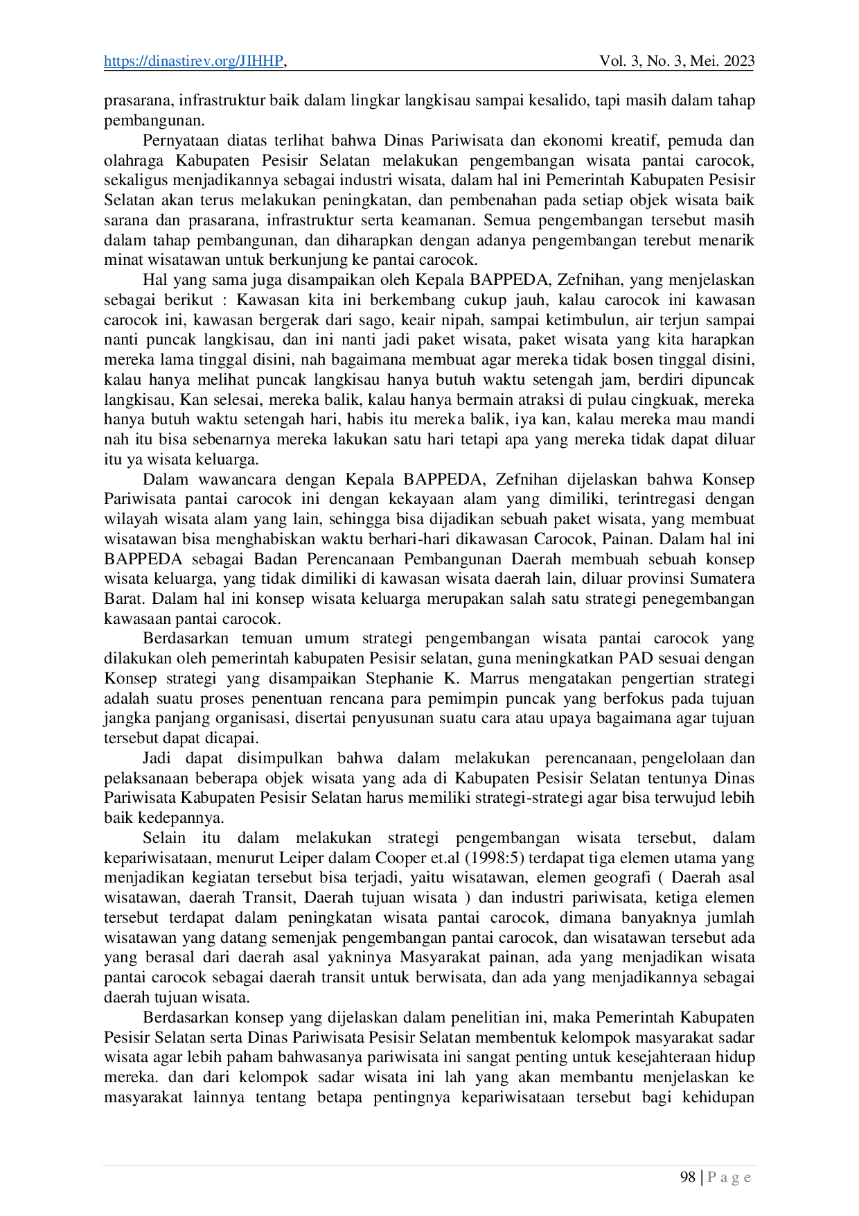 juris Strategi Pemerintah Daerah dalam Meningkatkan Pendapatan Asli Daerah dari Sektor Pariwisata pada Pemerintah Daerah Kabupaten Pesisir Selatan