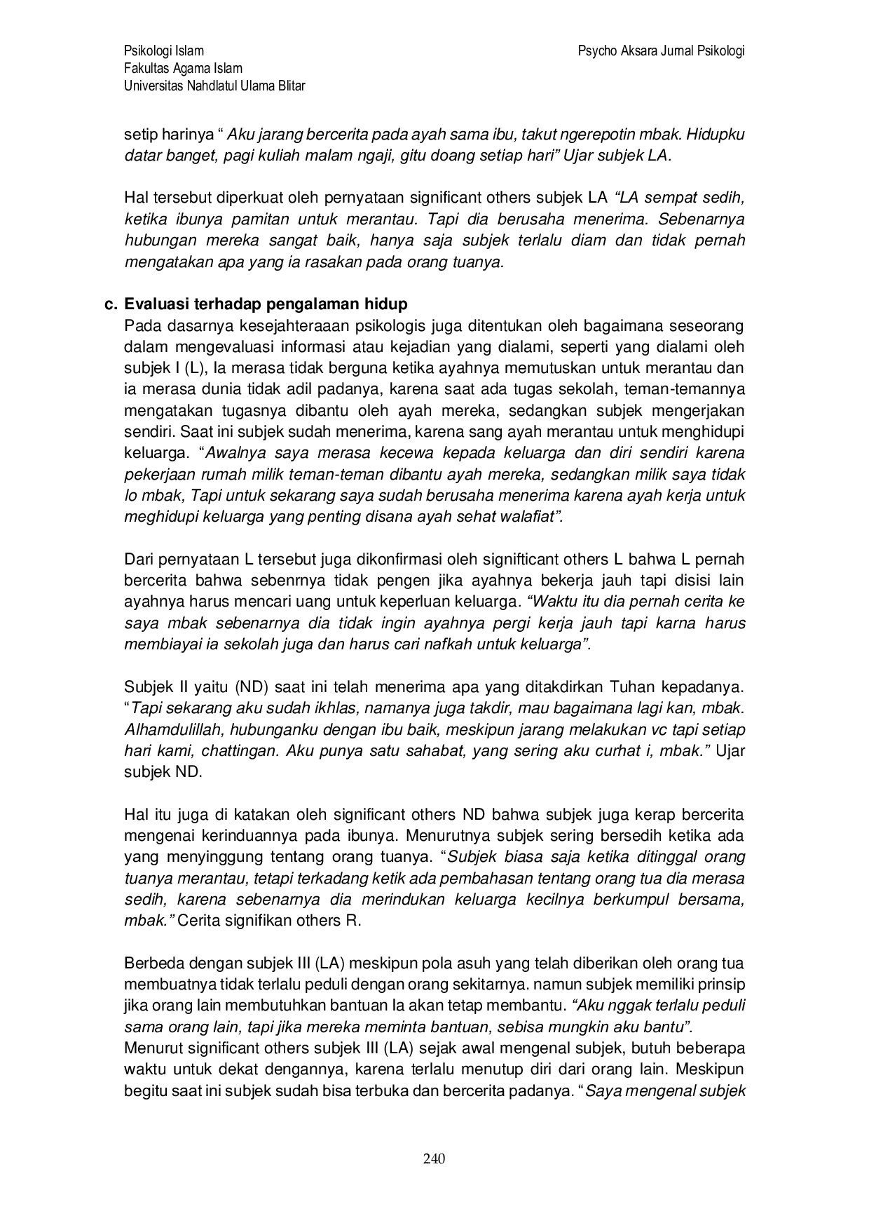 JURIS Kesejahteraan Psikologis Pada Remaja dengan Orang Tua Merantau