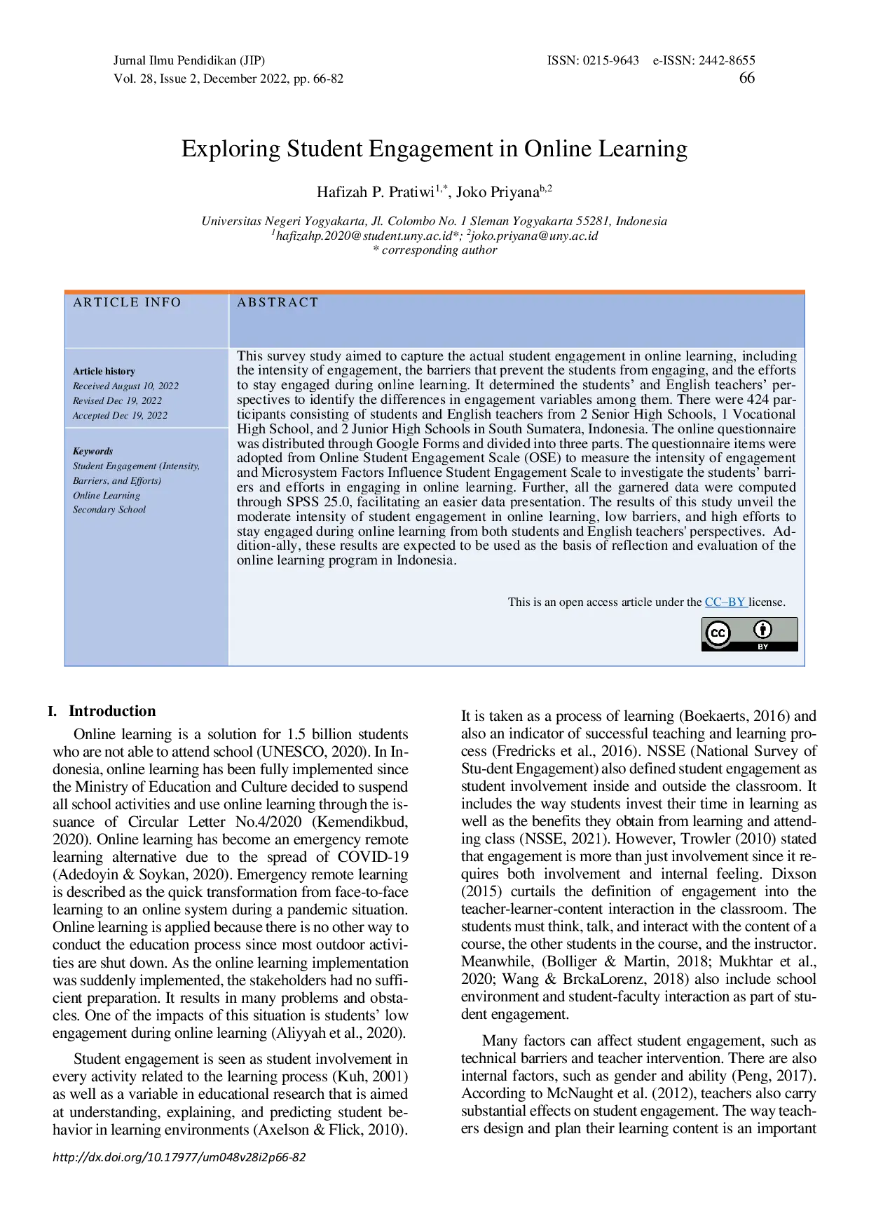 JURIS Exploring Student Engagement in Online Learning