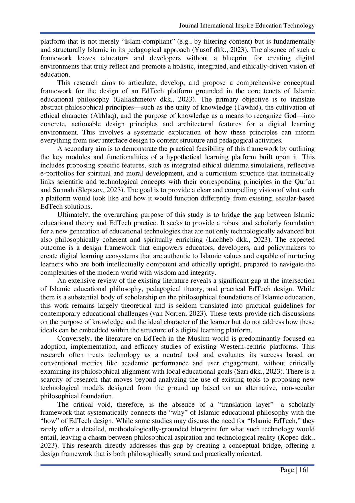 JURIS Islamic Educational Philosophy as a Foundation for EdTech Design Building a Learning Platform that Integrates Ethics Akhlaq Science and Technology