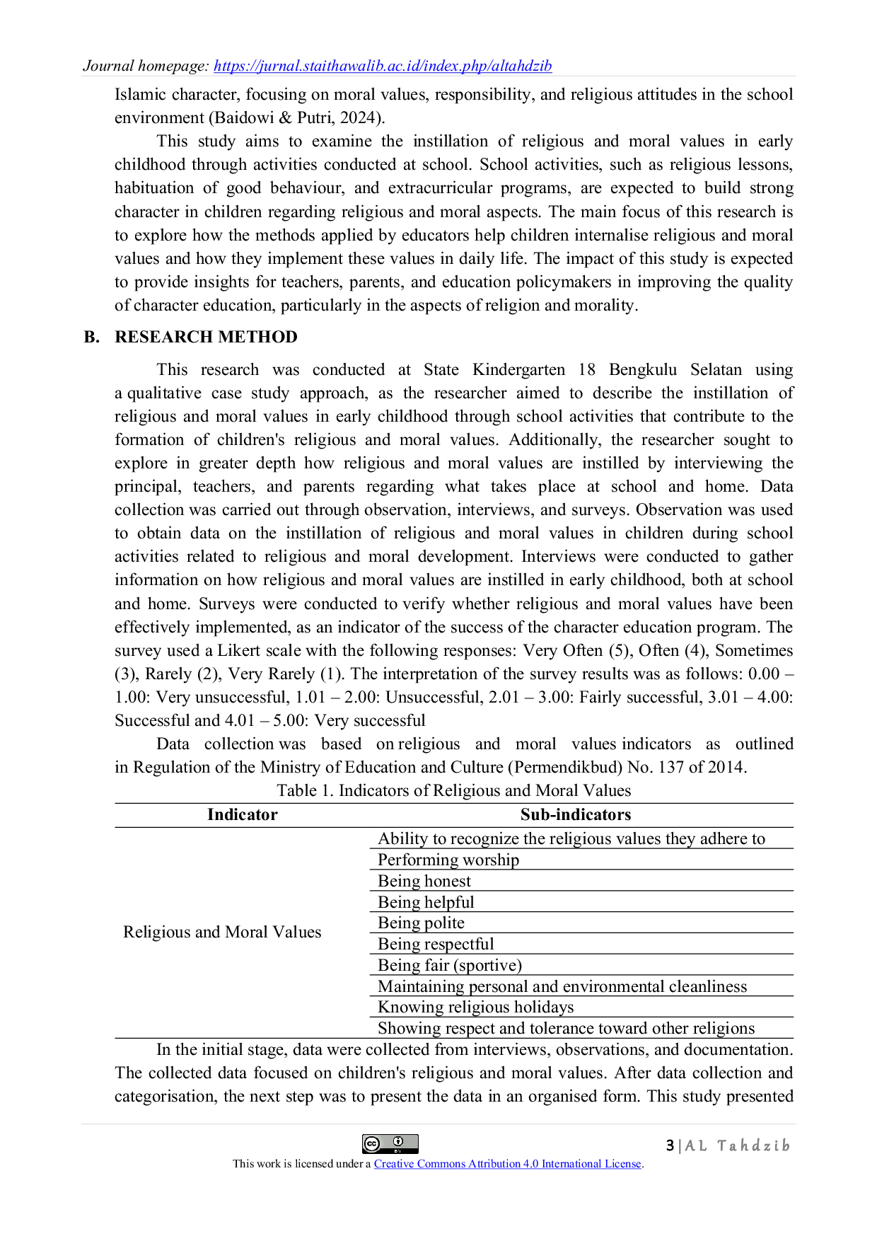 JURIS Analysis of the Success in Instilling Religious and Moral Values in Early Childhood