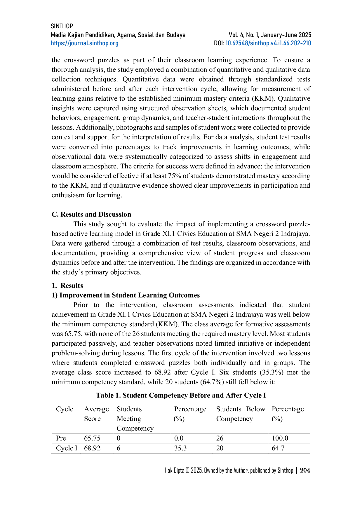JURIS Crossword Puzzle Based Active Learning to Enhance Engagement and Achievement in Civics Education