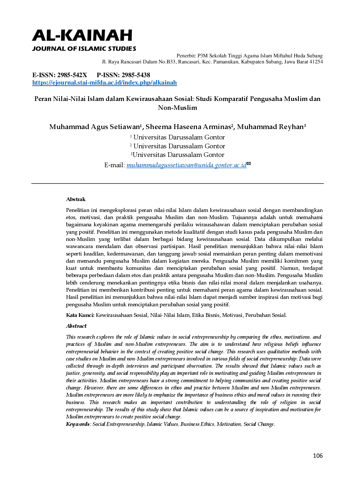 juris Peran Nilai Nilai Islam dalam Kewirausahaan Sosial Studi Komparatif Pengusaha Muslim dan Non Muslim