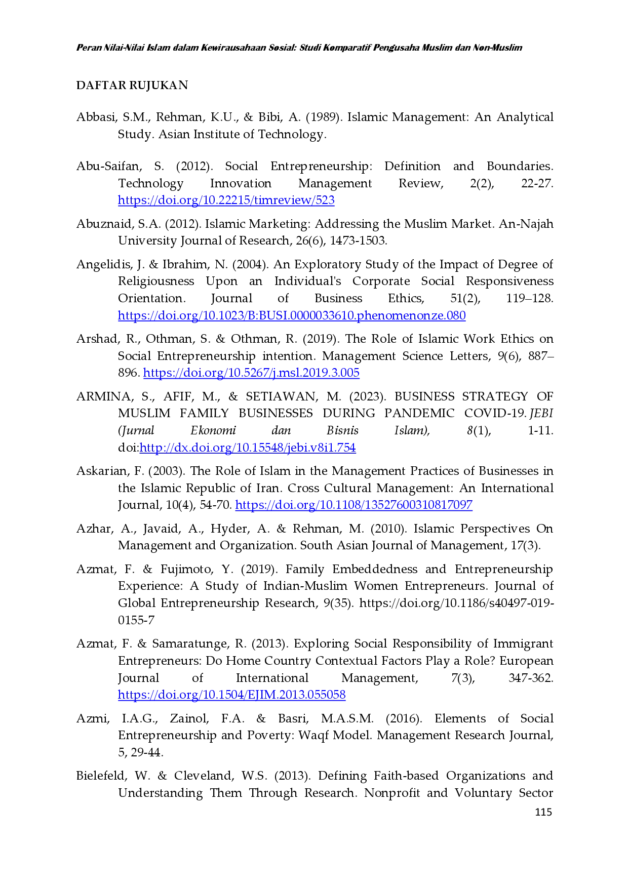 juris Peran Nilai Nilai Islam dalam Kewirausahaan Sosial Studi Komparatif Pengusaha Muslim dan Non Muslim