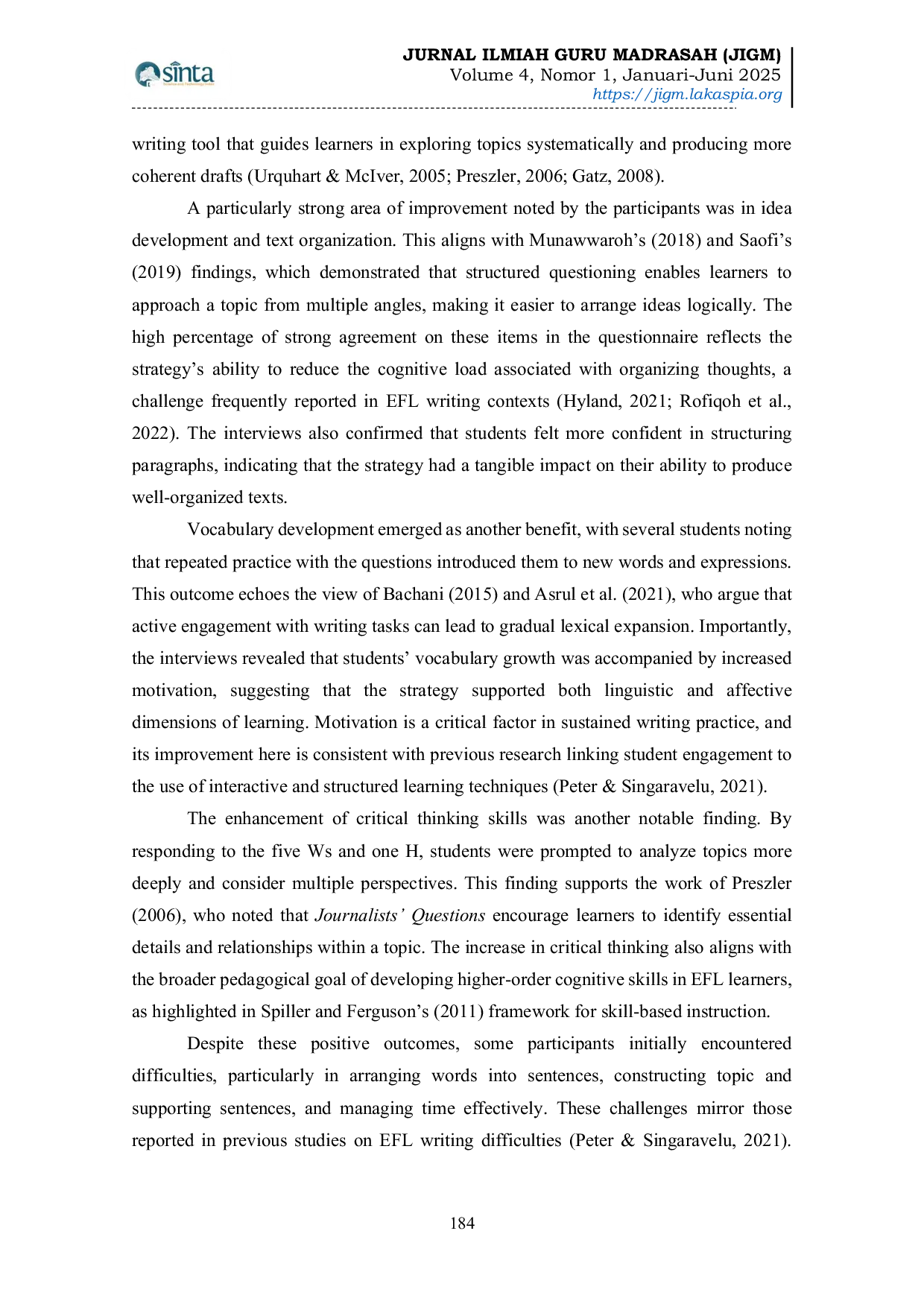 JURIS Students Perceptions of the Journalists Questions Strategy in Enhancing EFL Writing Achievement