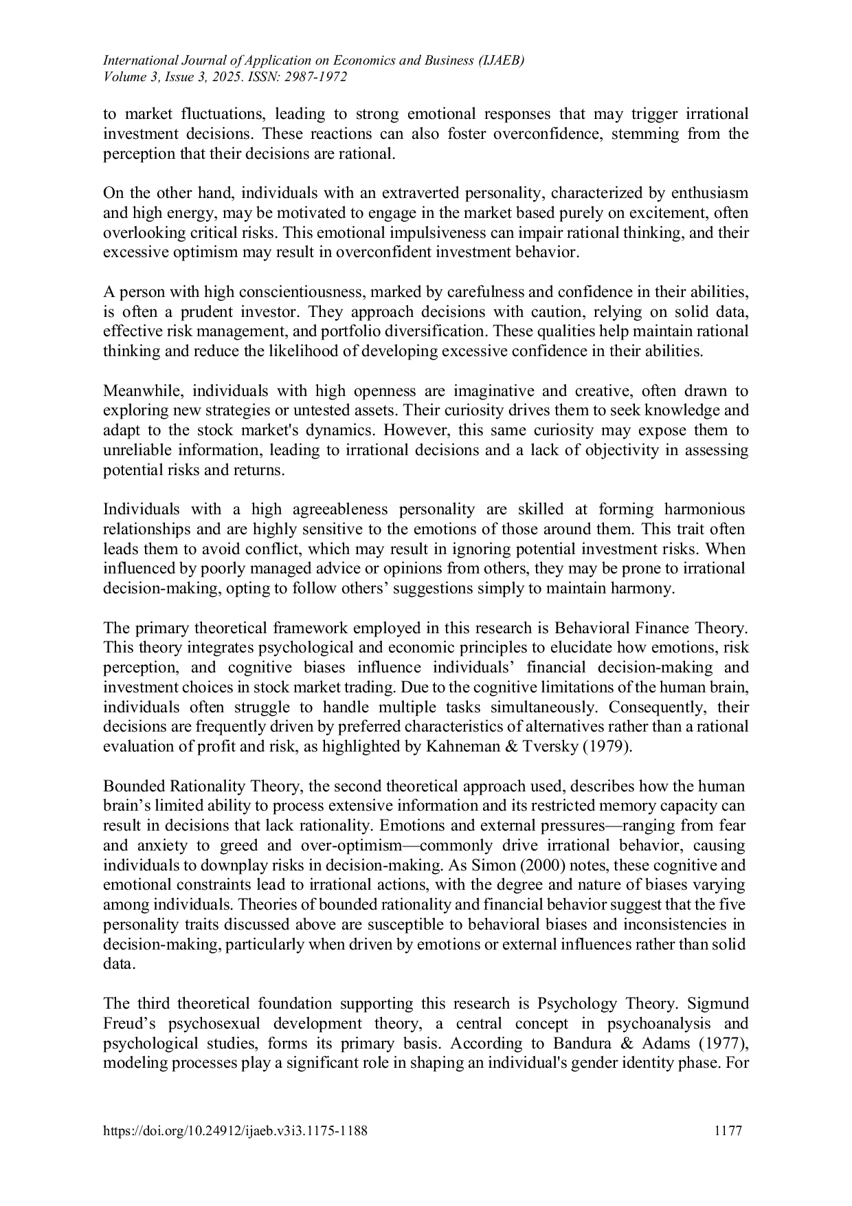 JURIS Exploring How Gender Moderates The Effect Of Personality Traits On Overconfidence Bias Among Investors In The Indonesian Stock Market