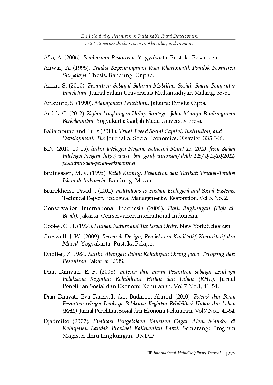 juris THE POTENTIAL OF PESANTREN IN SUSTAINABLE RURAL DEVELOPMENT Case Study Pesantren Buntet in Rural Mertapada Kulon Subdistrict Astana Japura Regency Cirebon Province West Java