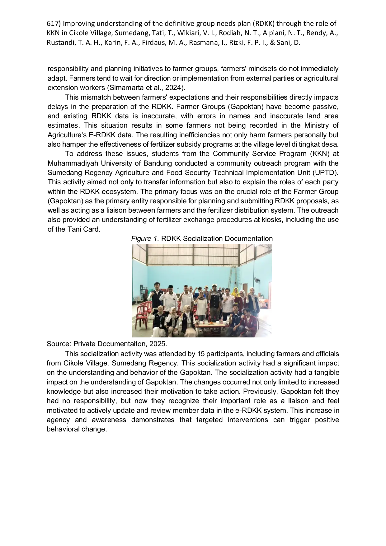 JURIS Improving Understanding of the Definitive Group Needs Plan RDKK Through the Role of KKN in Cikole Village Sumedang