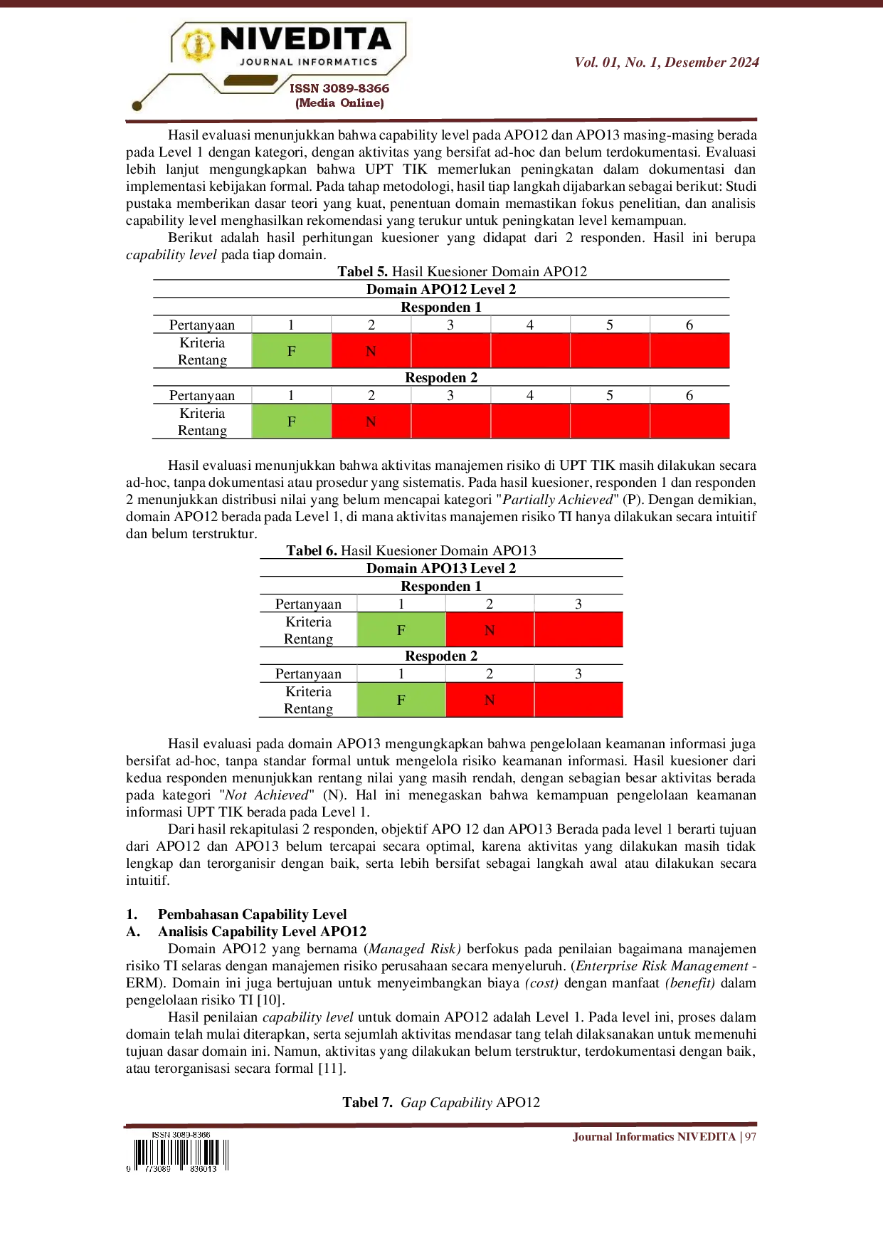 juris Evaluasi Manajemen Risiko TI Pada Perguruan Tinggi XYZ Menggunakan Framework Cobit 2019 Domain APO12 dan APO13