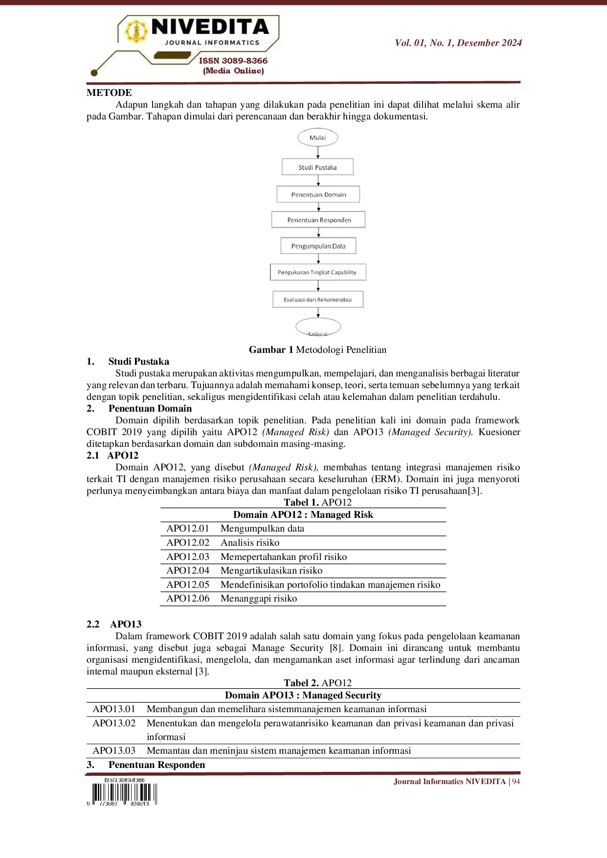 juris Evaluasi Manajemen Risiko TI Pada Perguruan Tinggi XYZ Menggunakan Framework Cobit 2019 Domain APO12 dan APO13