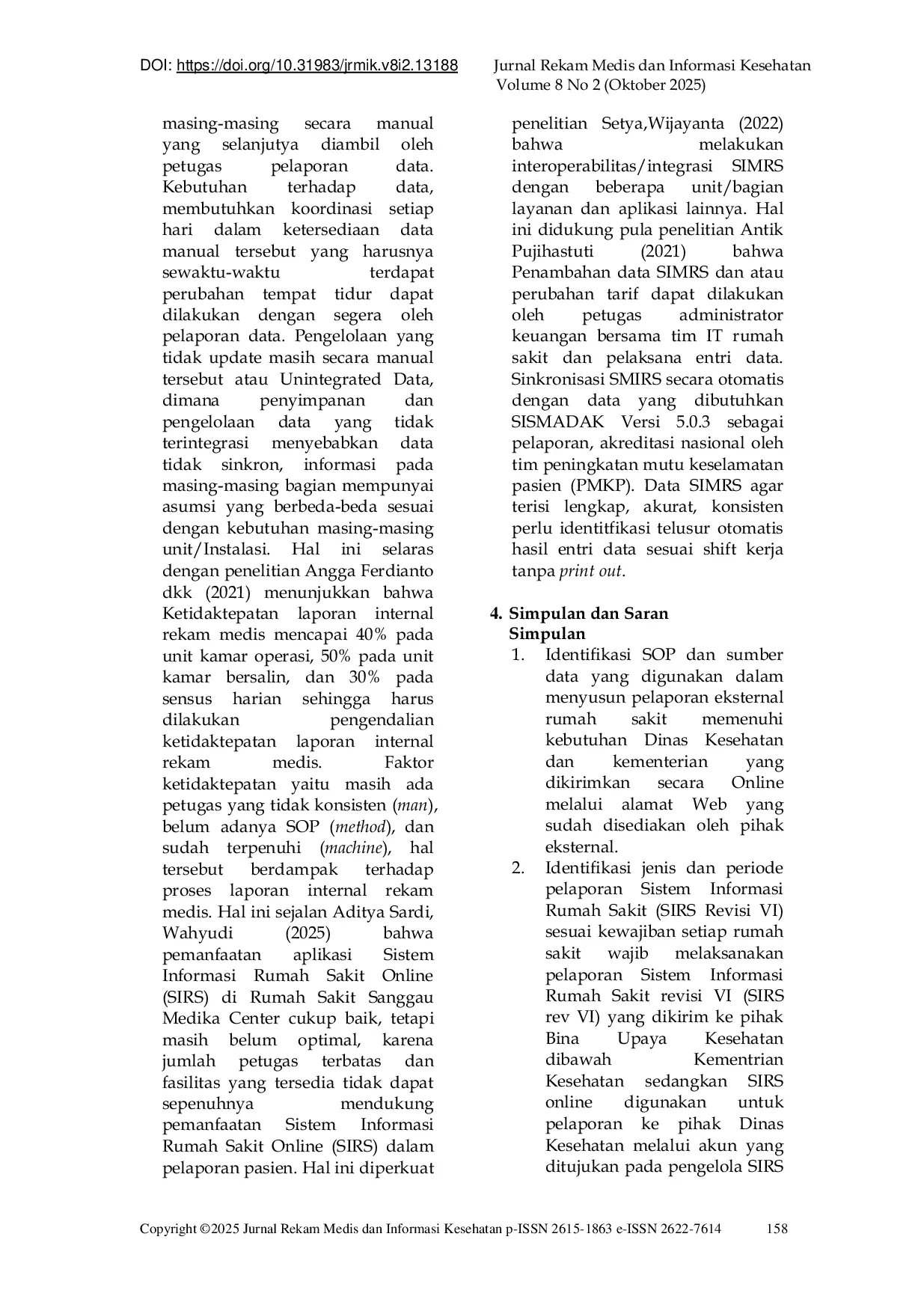 JURIS External Reporting Analysis of Hospital Information System SIRS Revision VI at Hospital