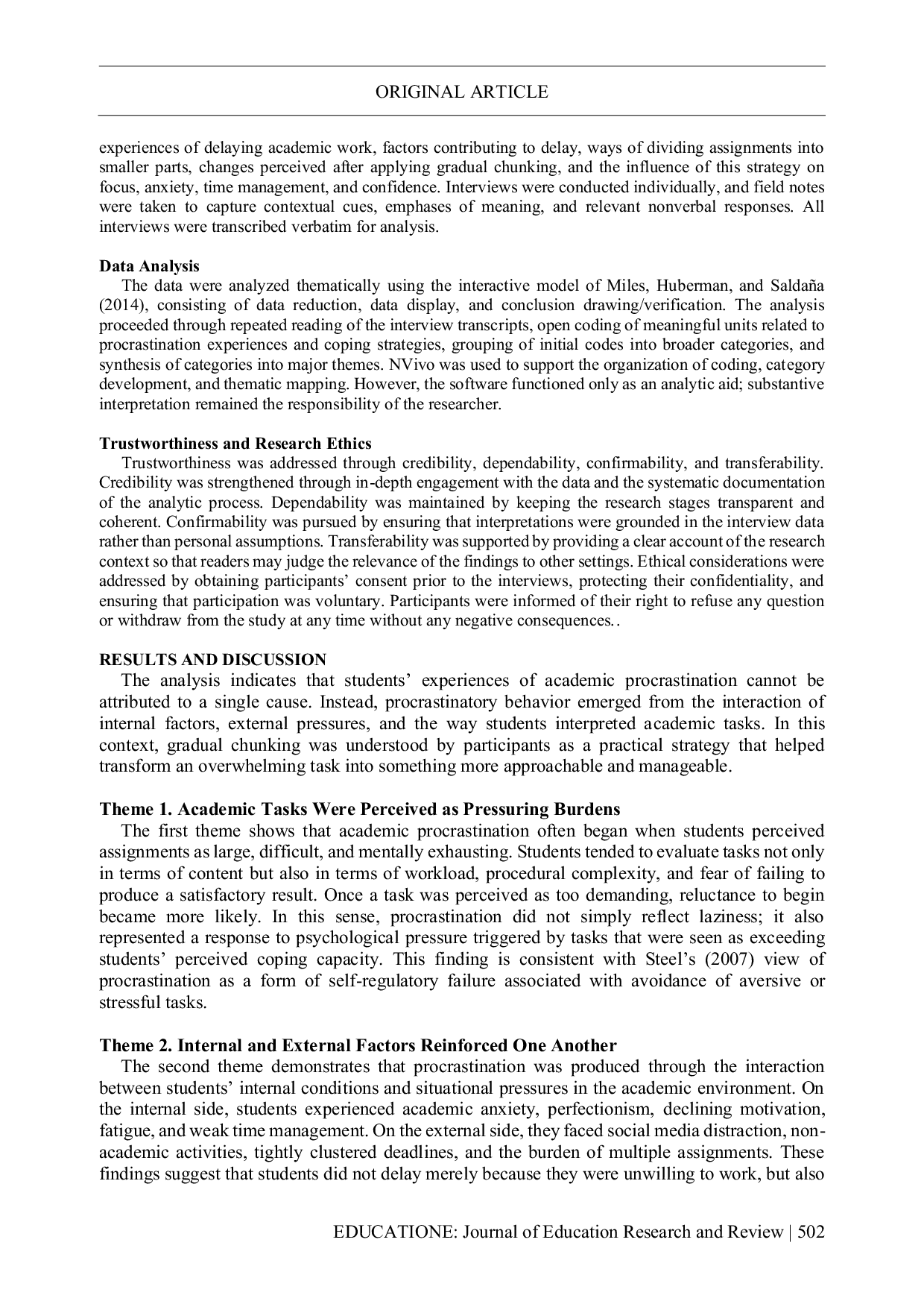 JURIS The Application of Gradual Chunking Technique in Managing Students Academic Procrastination A Phenomenological Study