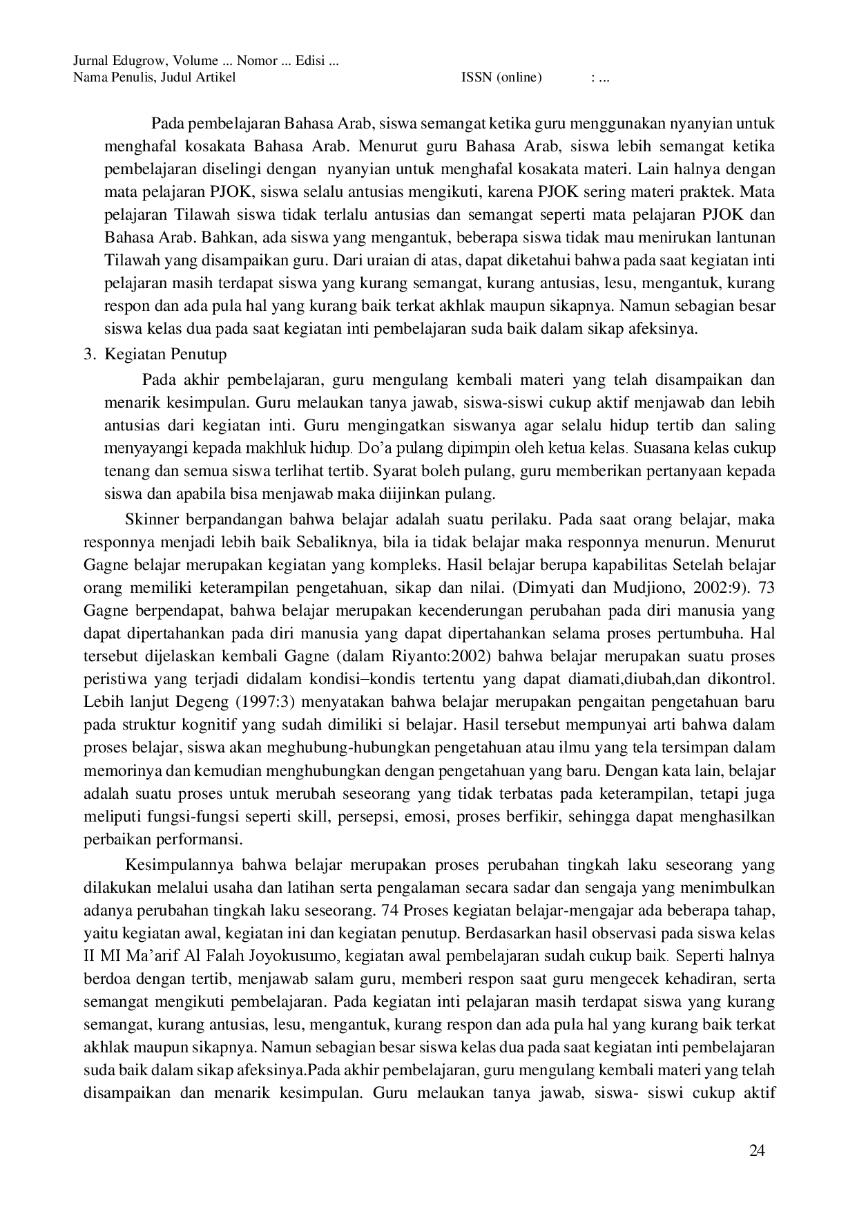 JURIS Deskripsi Hasil Belajar Afektif Siswa Dari Sudut Pandang Taksonomi Bloom Pada Siswa Kelas II MI Ma arif Al Falah Joyokusumo Parakancanggah Banjarnegara