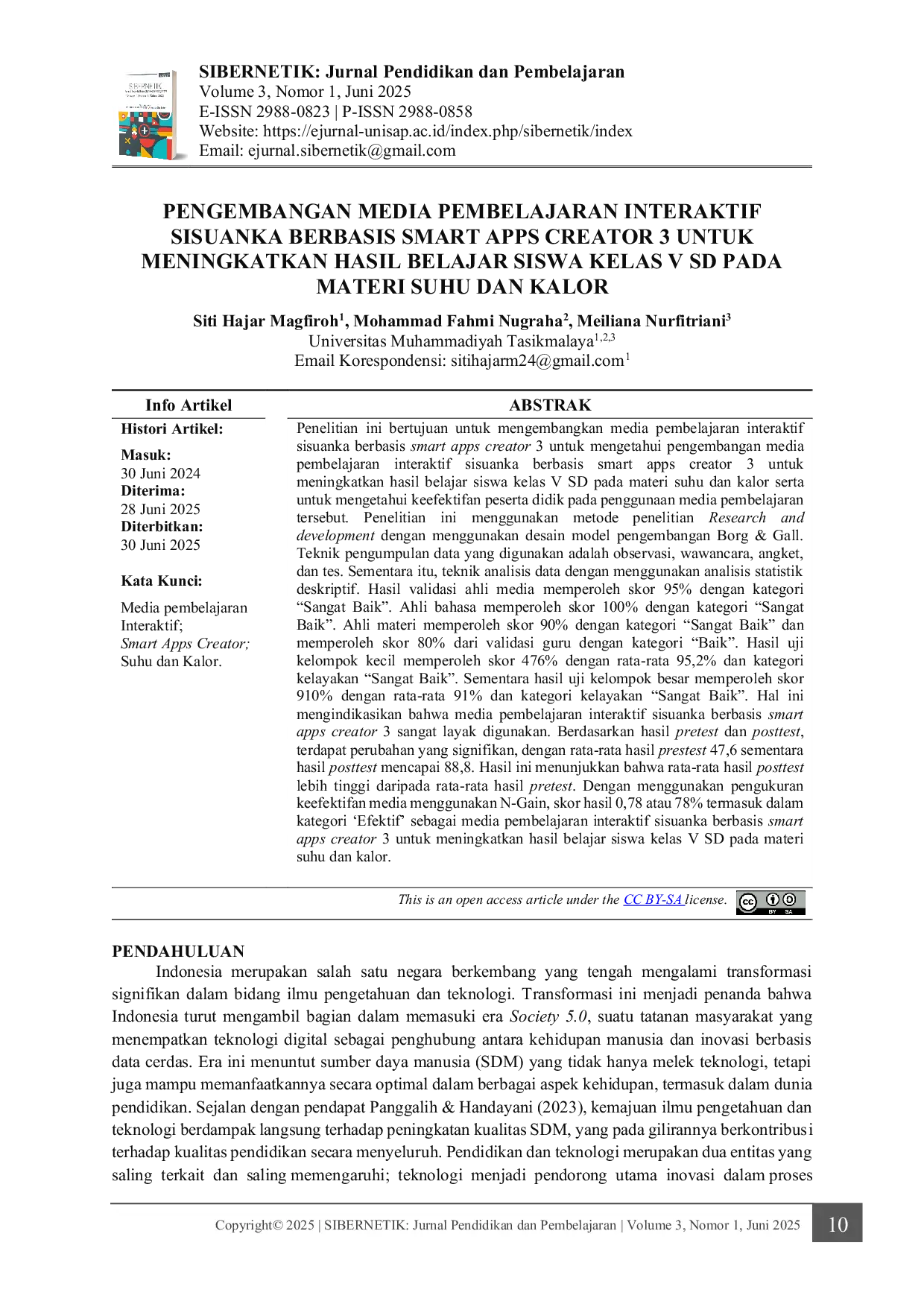 JURIS Pengembangan Media Pembelajaran Interaktif Sisuanka Berbasis Smart Apps Creator 3 untuk Meningkatkan Hasil Belajar Siswa Kelas V SD pada Materi Suhu dan Kalor