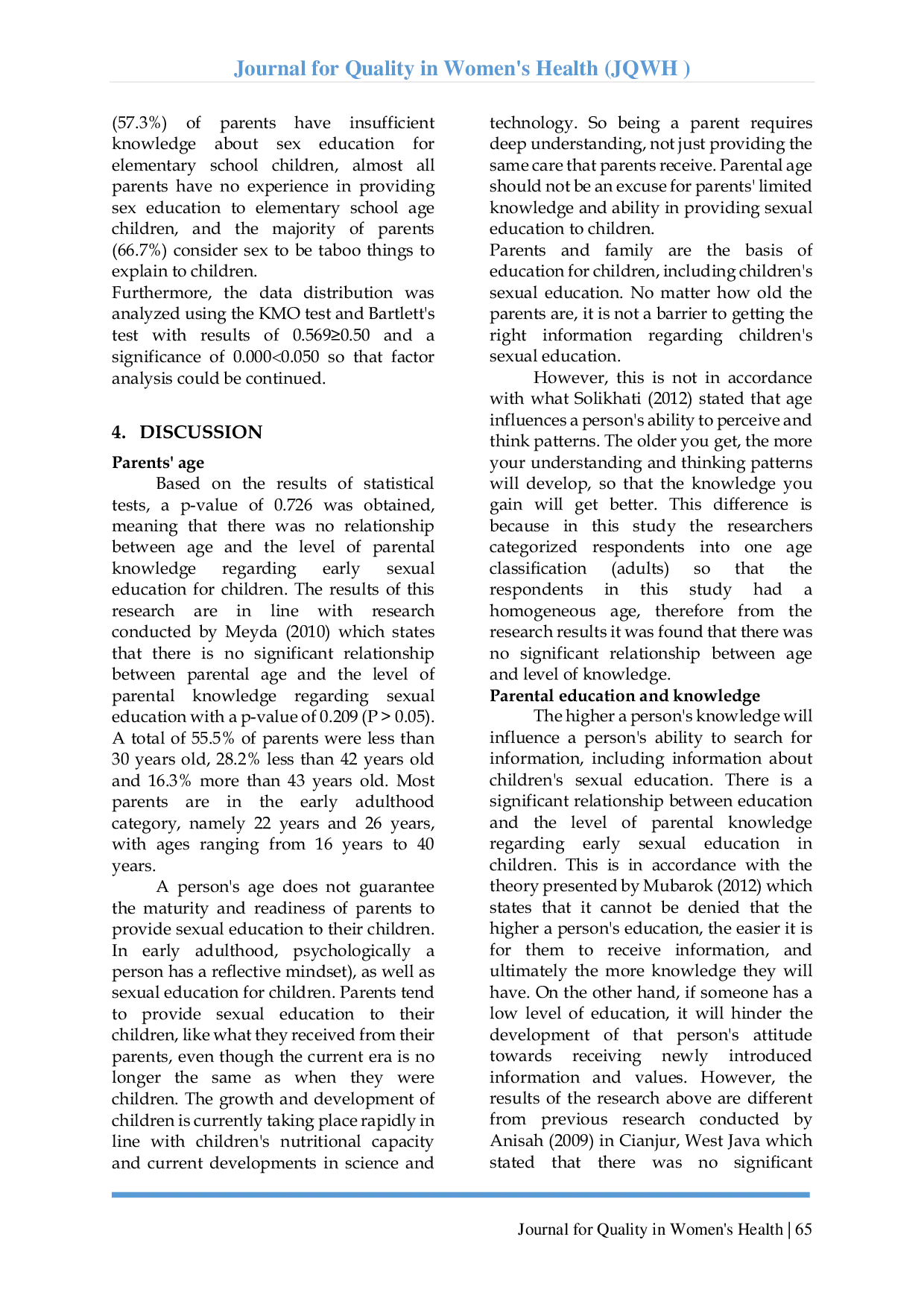 JURIS Analysis Of Factors Associated With The Implementation Of Sex Education Among Elementary School Children In Mojokerto