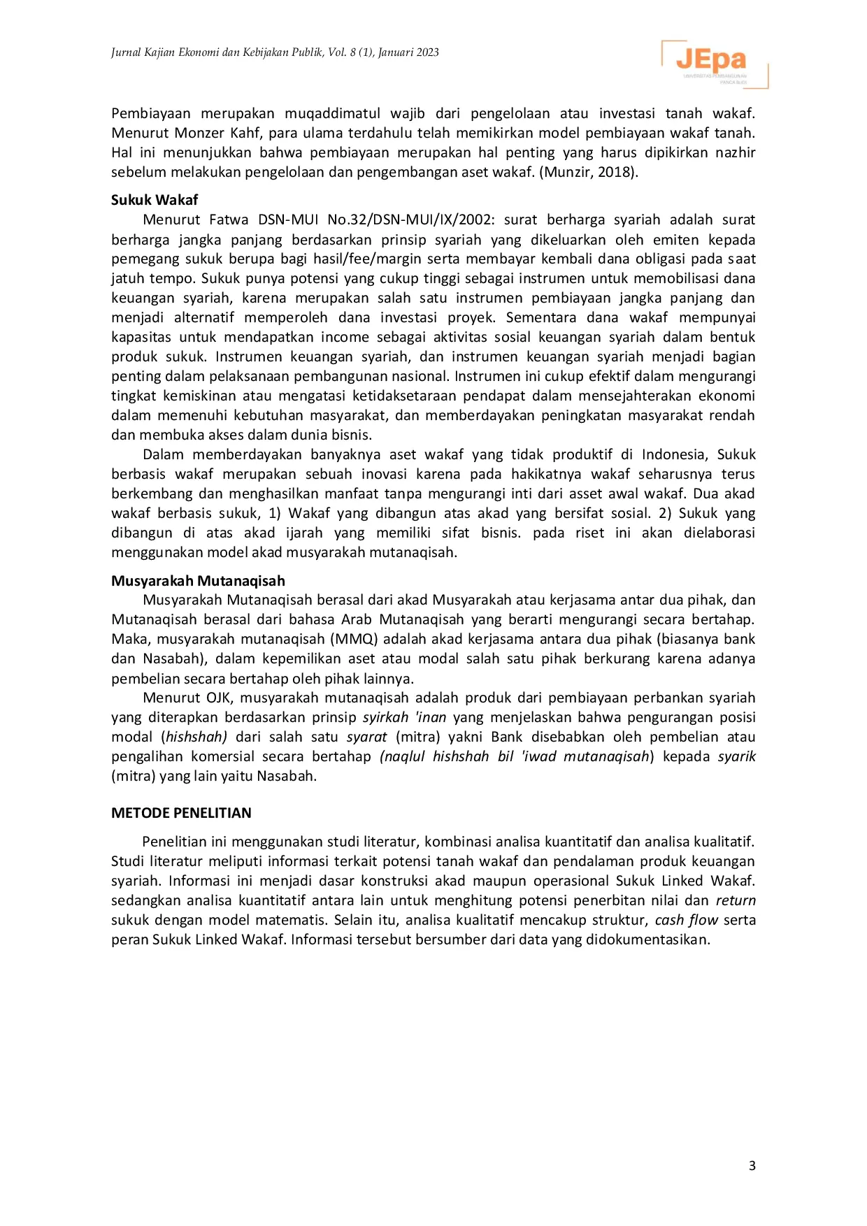 JURIS Model Sukuk Linked Wakaf Optimalisasi Underlying Asset Wakaf Melalui Penerbitan Sukuk