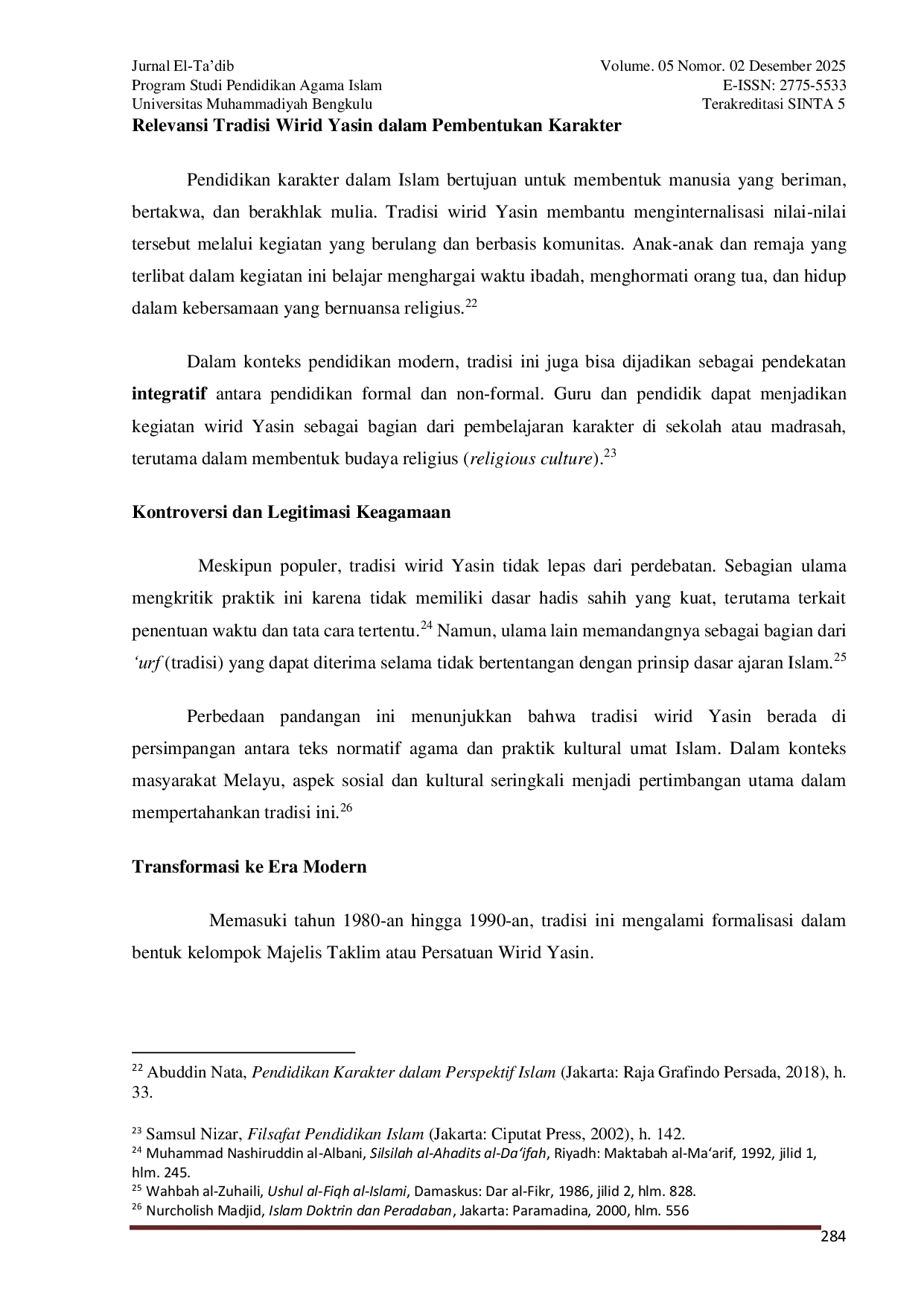 JURIS Tradisi Wirid Yasin pada Masyarakat Suku Melayu dalam Perspektif Pendidikan Islam