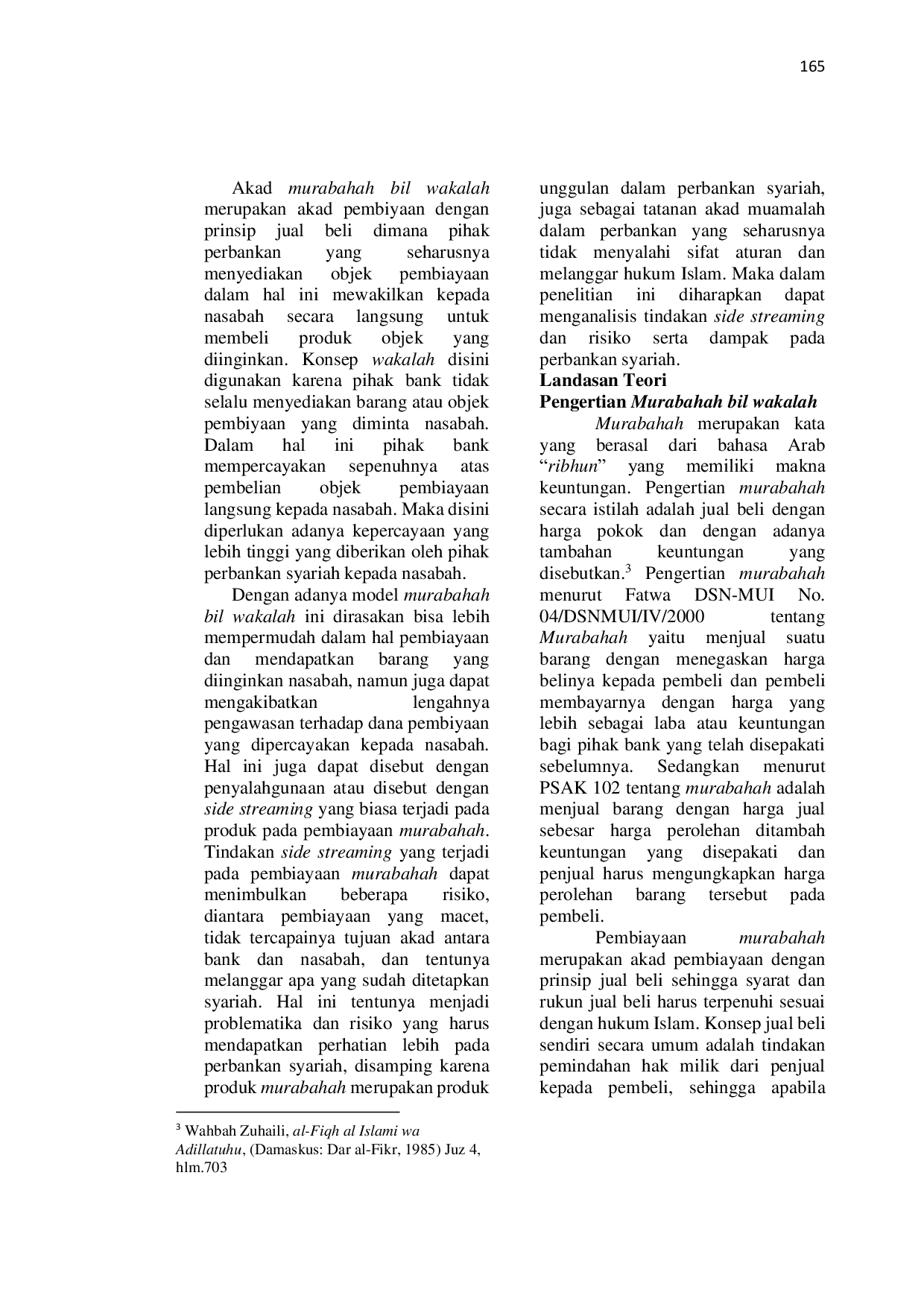 JURIS Analisis Problematika Side Streaming Pada Pembiayaan Murabahah Bil Wakalah Di Perbankan Syariah