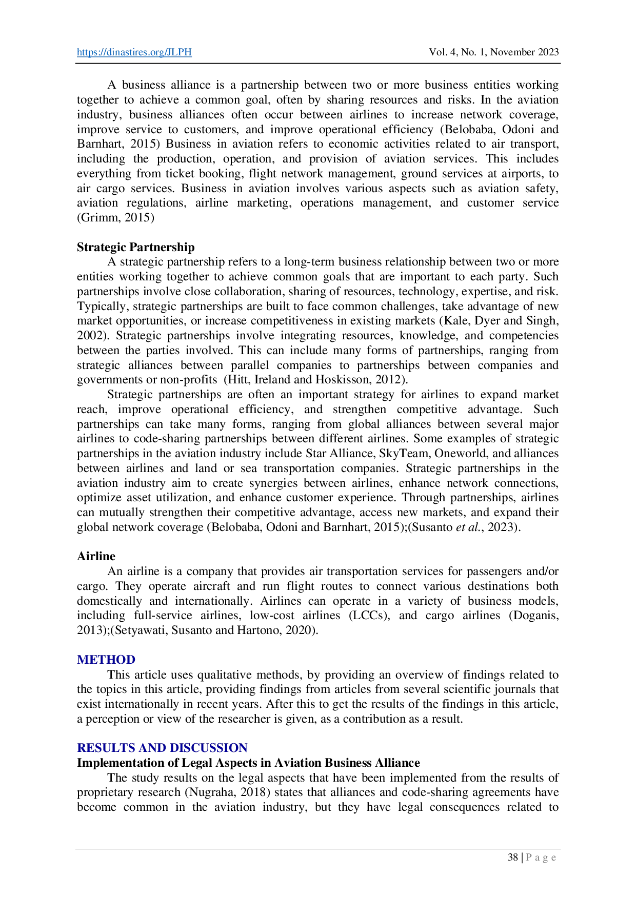 juris Legal Aspects in Business Alliances and Strategic Partnerships Between Airlines