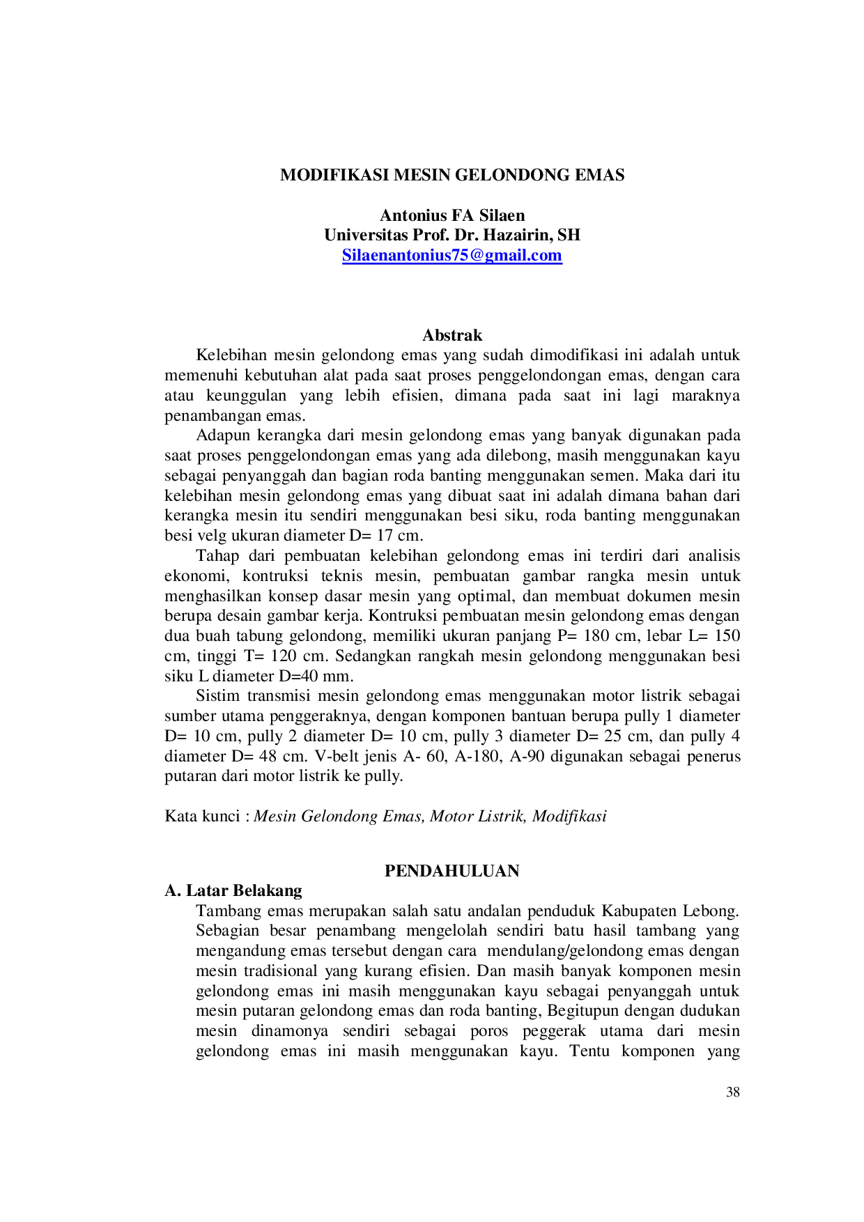 JURIS Modifikasi Mesin Gelondong Emas