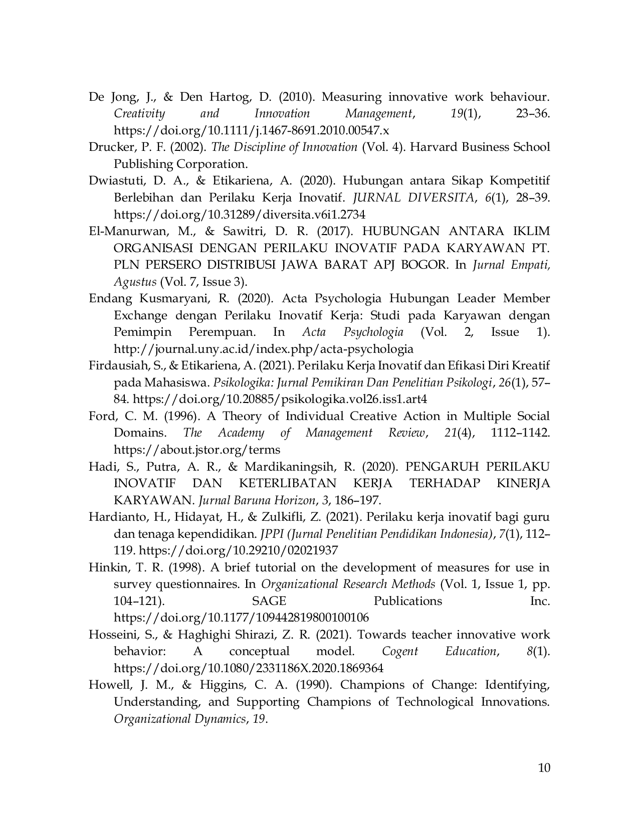 JURIS Faktor Penentu Innovative Behavior Bukti Dari Mahasiswa i Stab Maha Prajna Jakarta