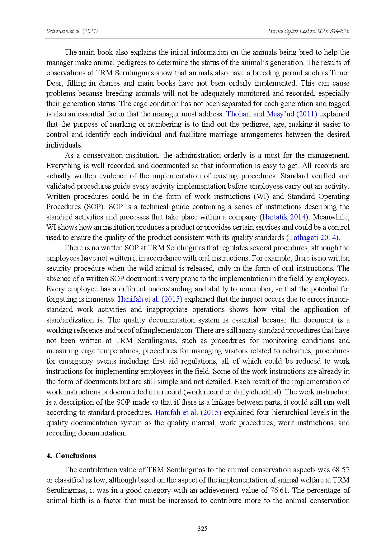 juris The Contribution Value of Conservation Institution to Animal Welfare Aspects at Serulingmas Wildlife Recreation Park Banjarnegara