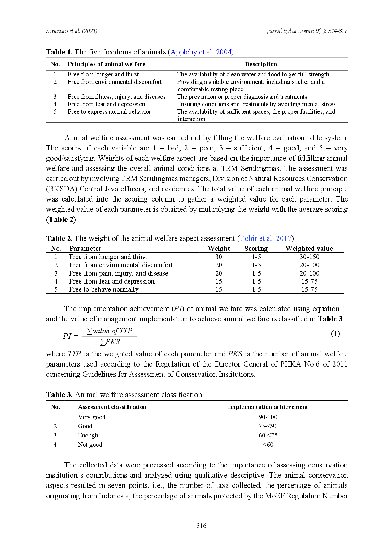 juris The Contribution Value of Conservation Institution to Animal Welfare Aspects at Serulingmas Wildlife Recreation Park Banjarnegara