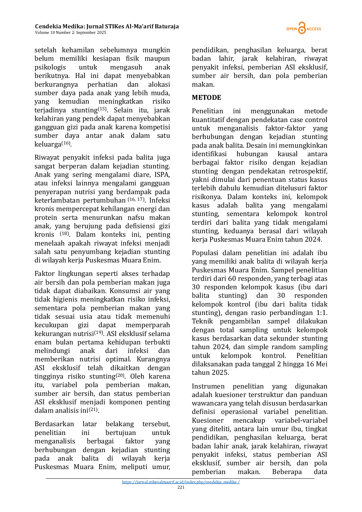 JURIS Analysis of Stunting Incidence in Toddlers at Muara Enim Health Center