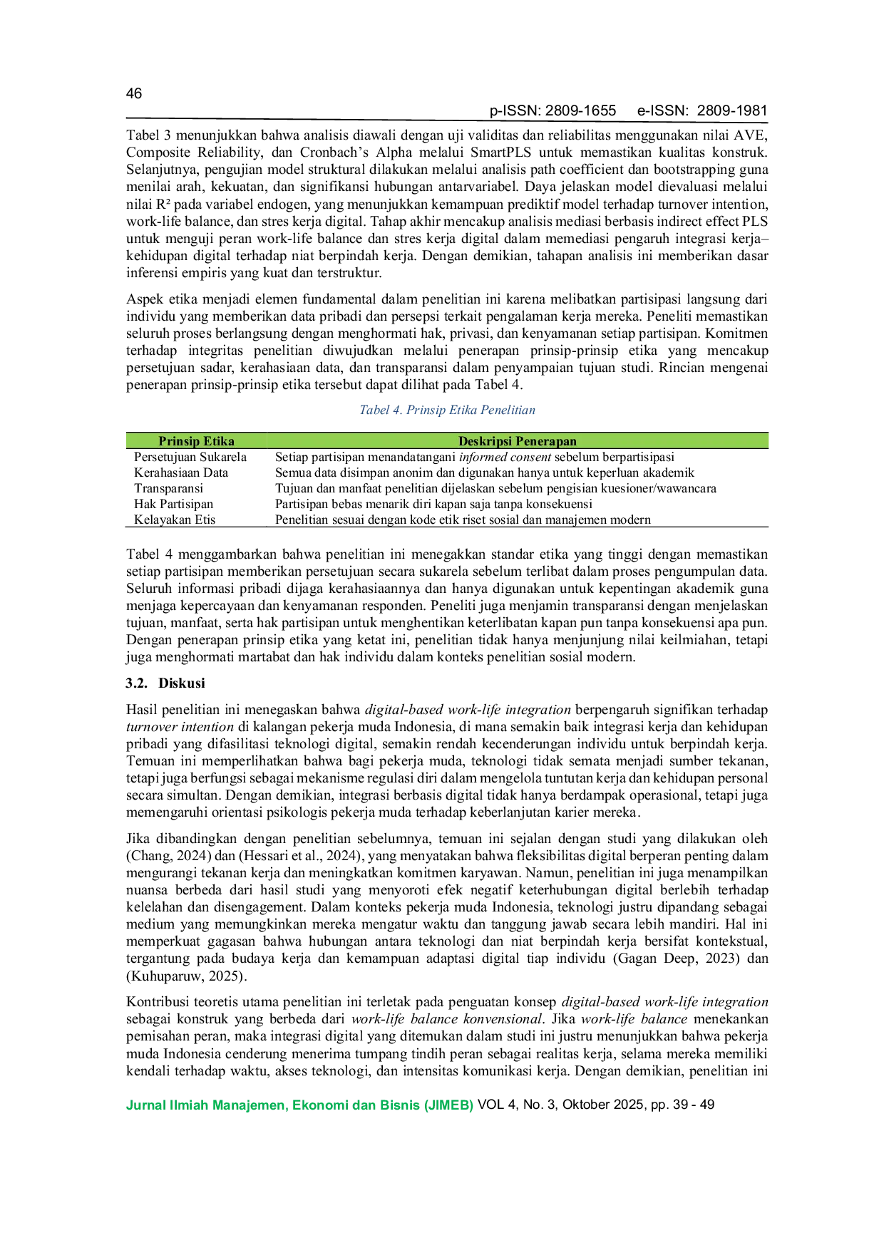 JURIS Analysis of the Relationship between Digital Based Work Life Integration and Turnover Intention among Young Workers in Indonesia within the Context of Modern Work Transformation
