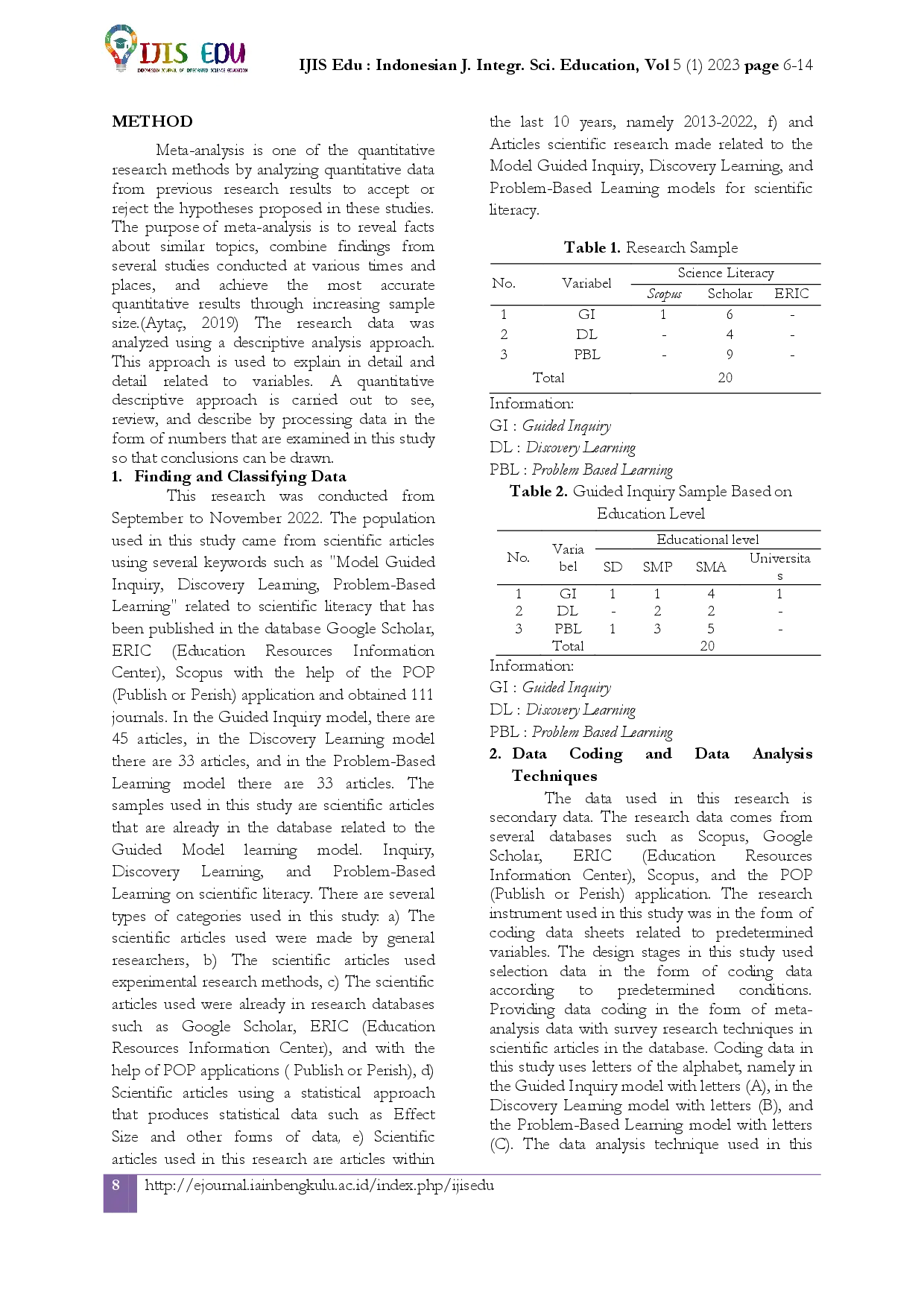 juris The Guided Inquiry Model of Scientific Literacy A Meta Analytic Study