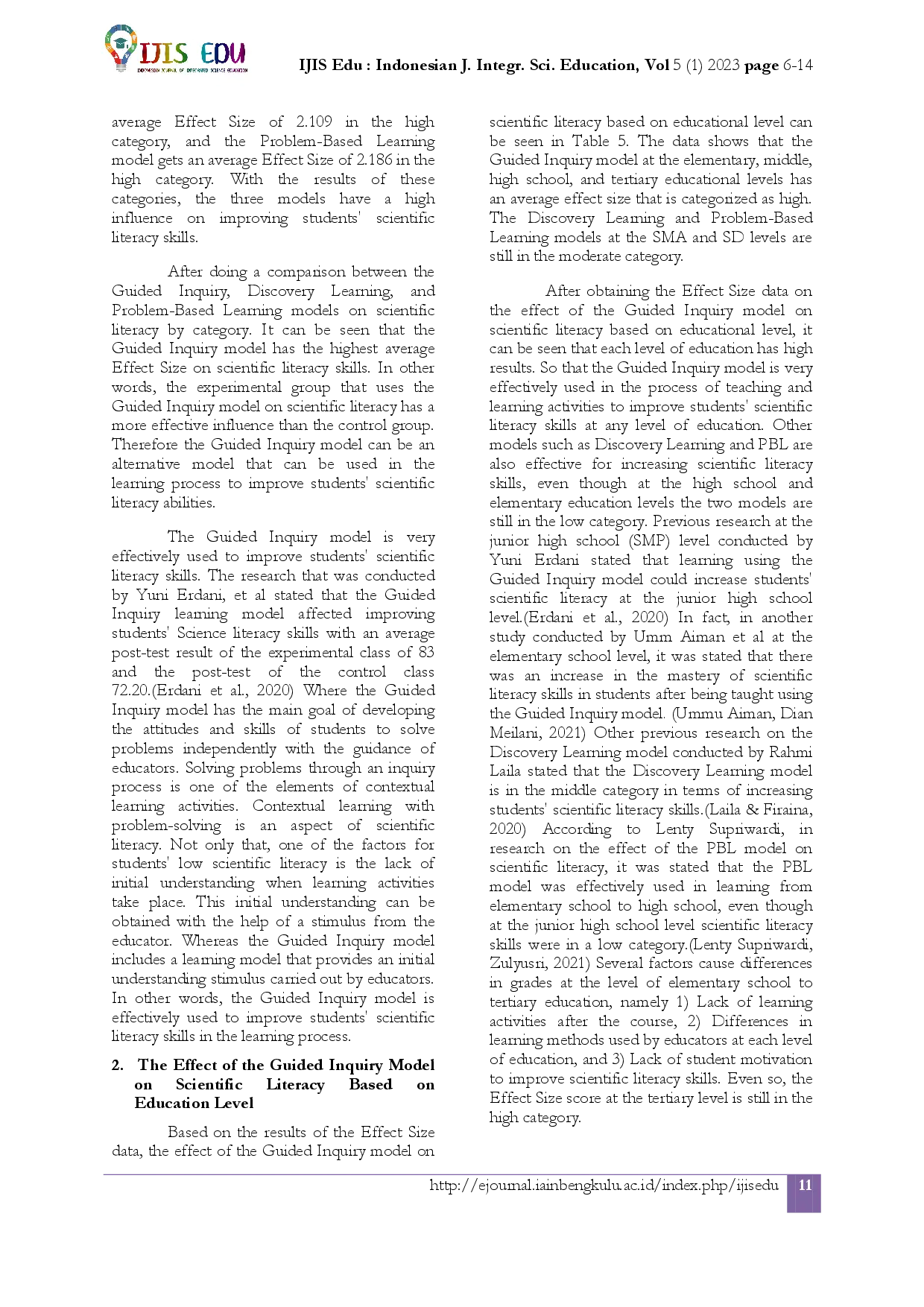 juris The Guided Inquiry Model of Scientific Literacy A Meta Analytic Study