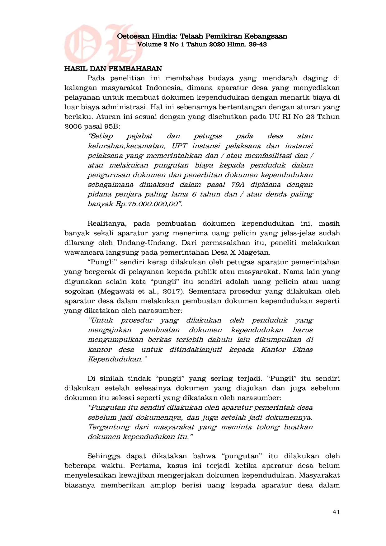 JURIS Mengungkap makna di balik budaya uang pelicin kepada aparat desa