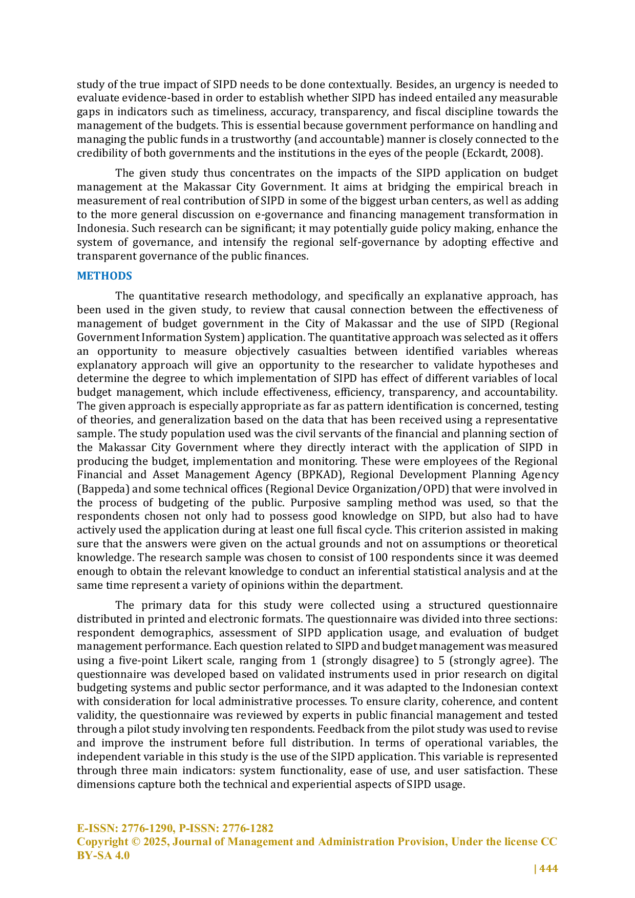 JURIS The Influence of the SIPD Application on Budget Management in the Makassar City Government South Sulawesi Province