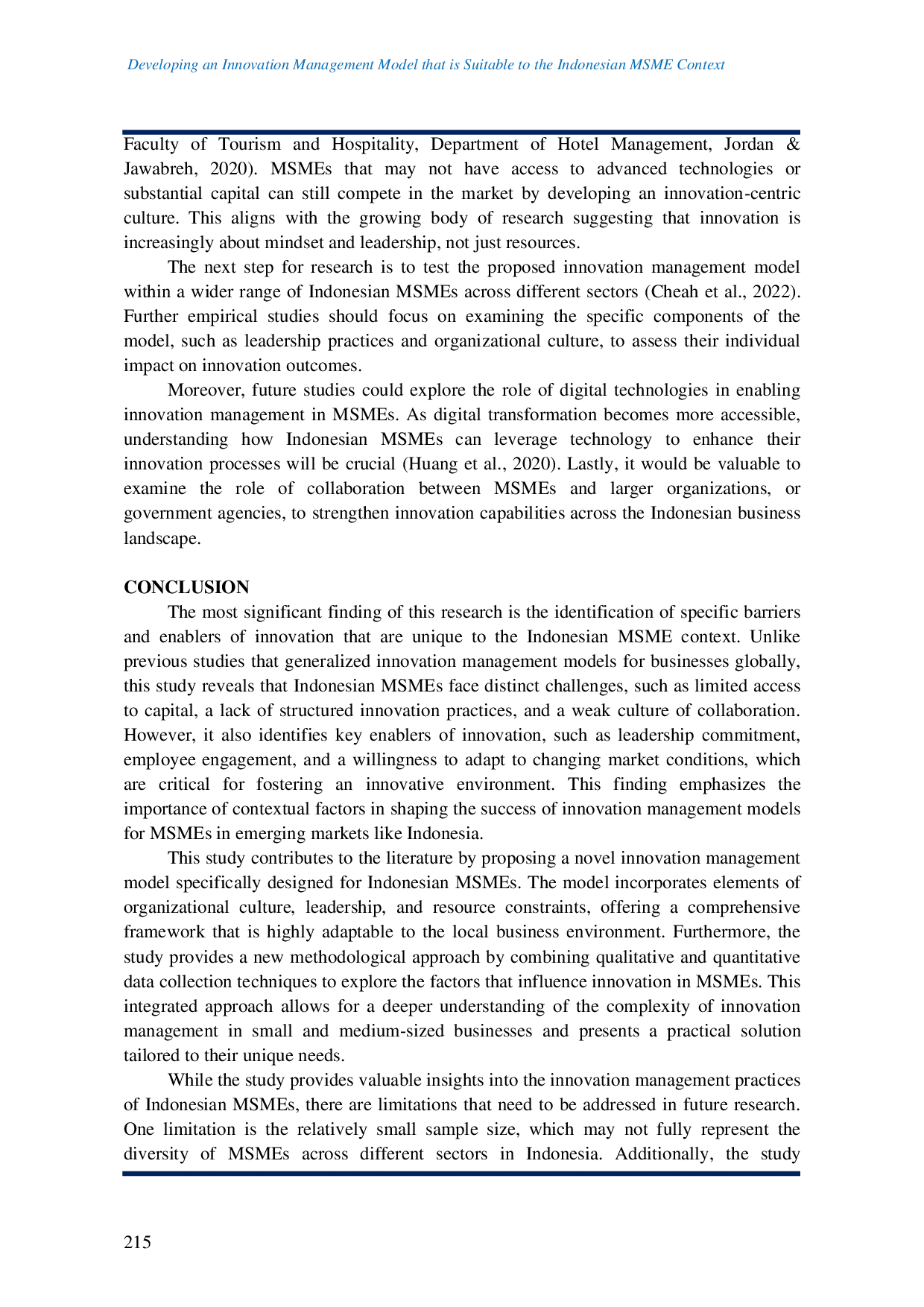 JURIS Developing an Innovation Management Model that is Suitable to the Indonesian MSME Context
