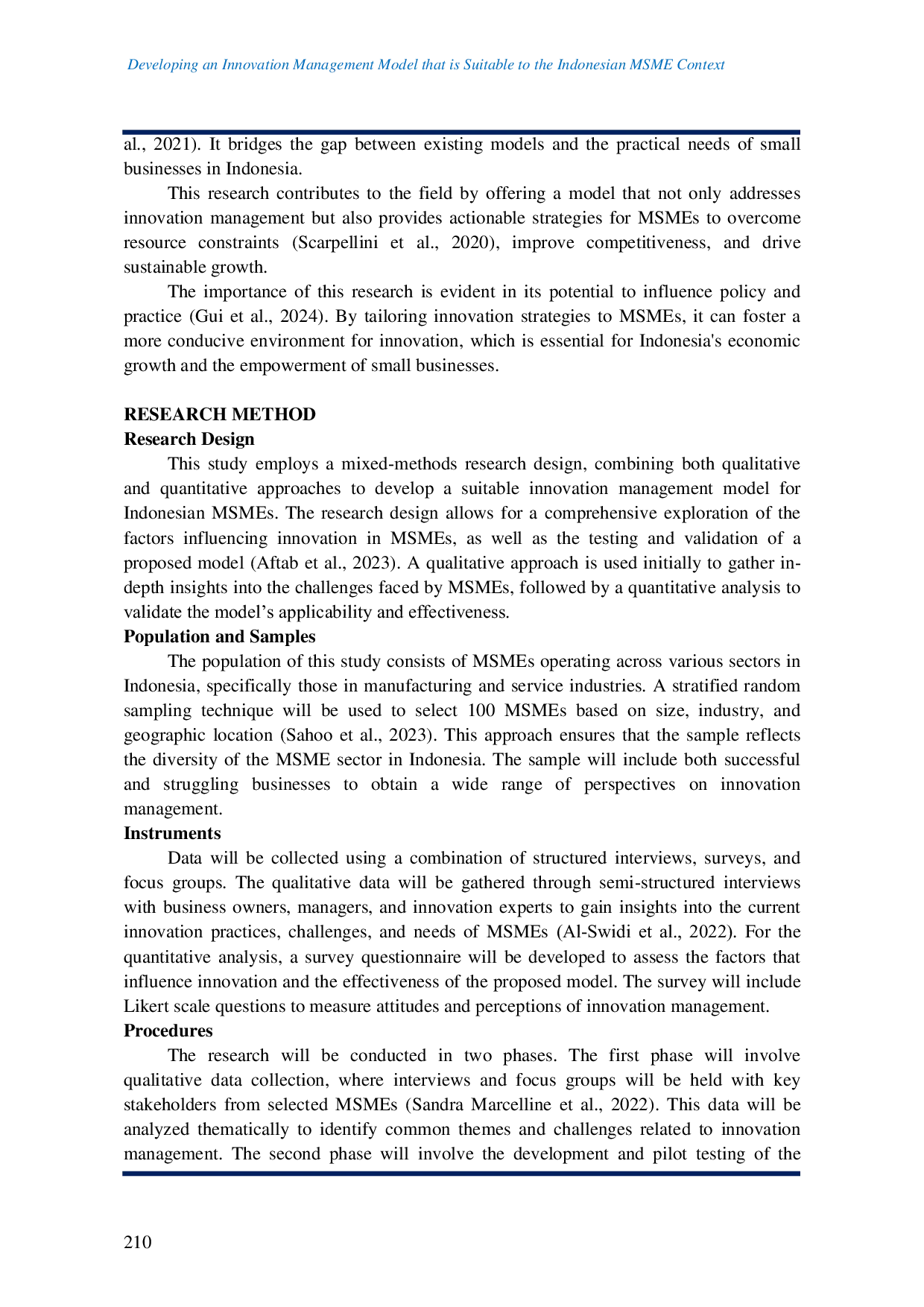 JURIS Developing an Innovation Management Model that is Suitable to the Indonesian MSME Context