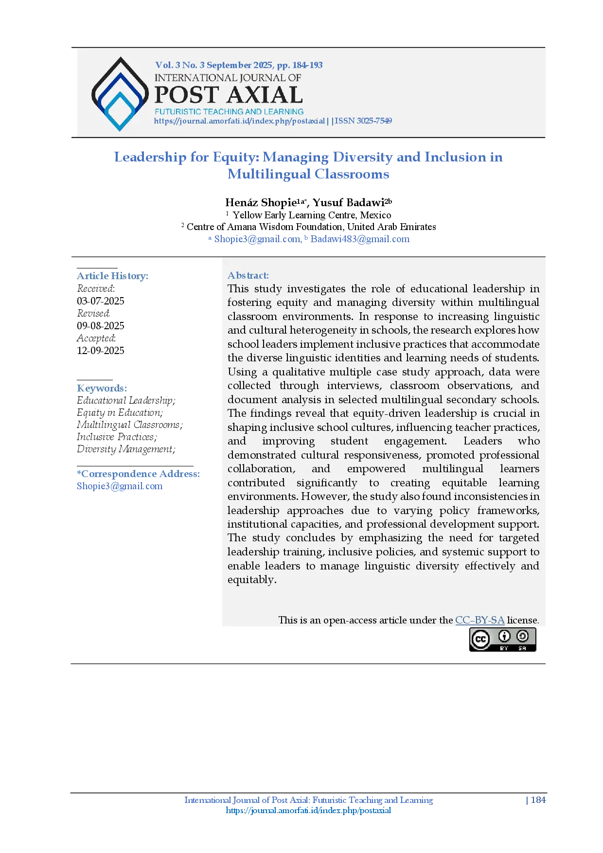 juris Leadership for Equity Managing Diversity and Inclusion in Multilingual Classrooms