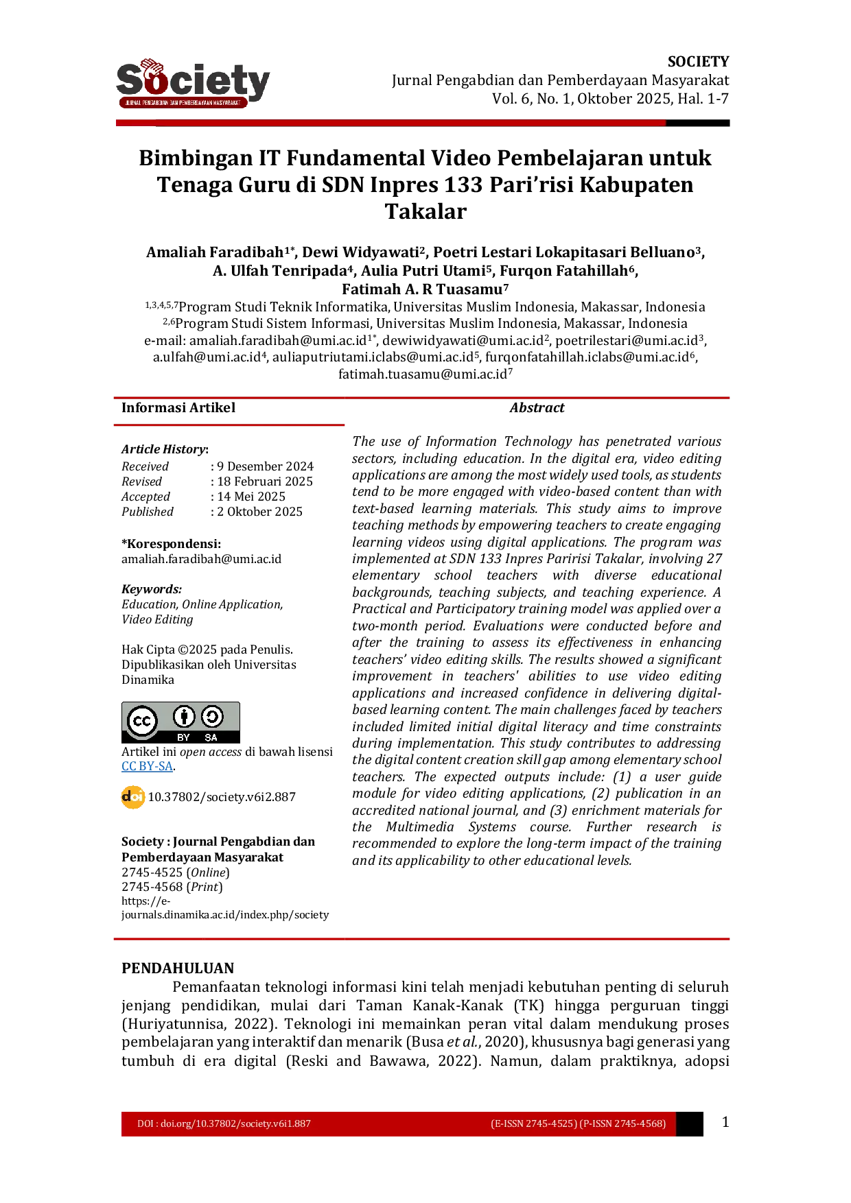 JURIS Bimbingan IT Fundamental Video Pembelajaran untuk Tenaga Guru di SDN Inpres 133 Pari risi Kabupaten Takalar