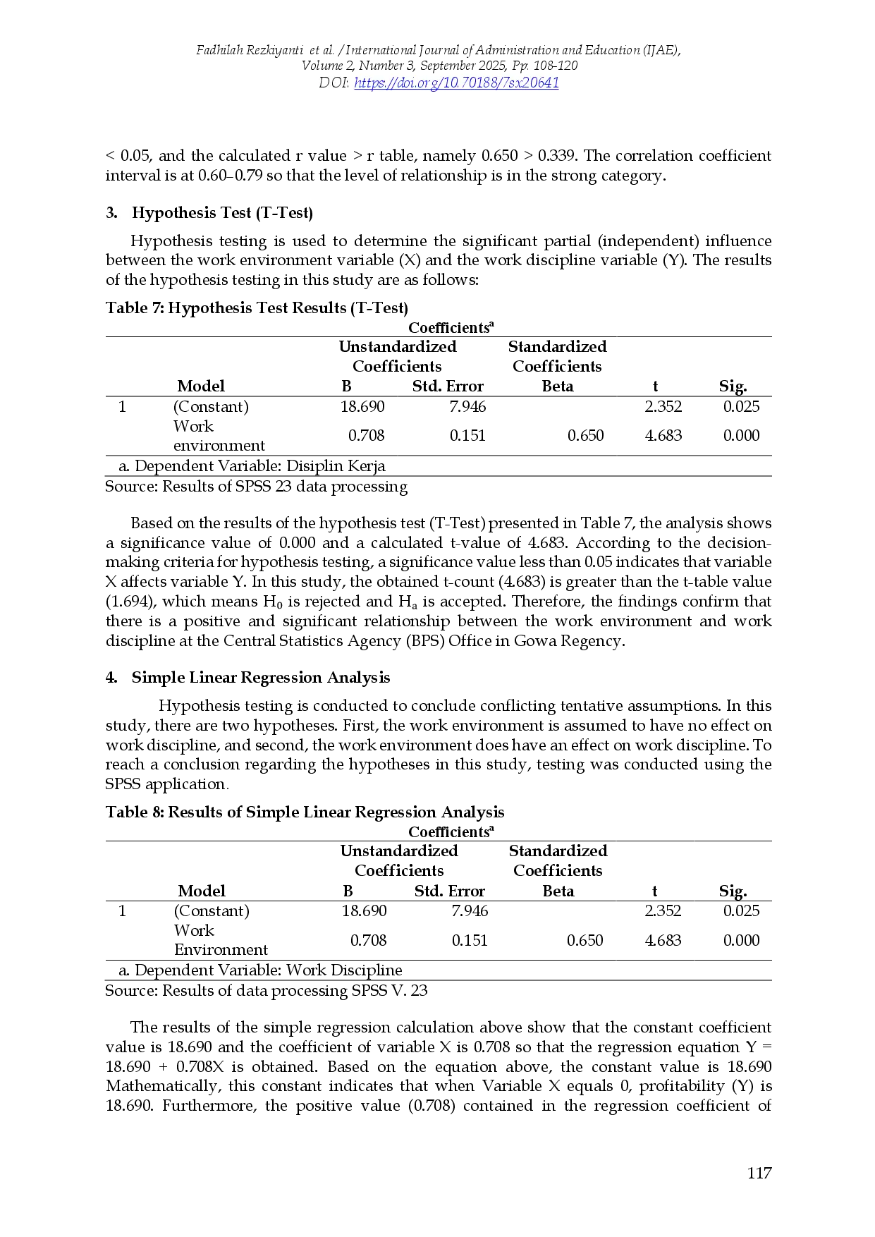 juris The Influence of the Work Environment on Employee Work Discipline at the Central Statistics Agency Office Gowa Regency