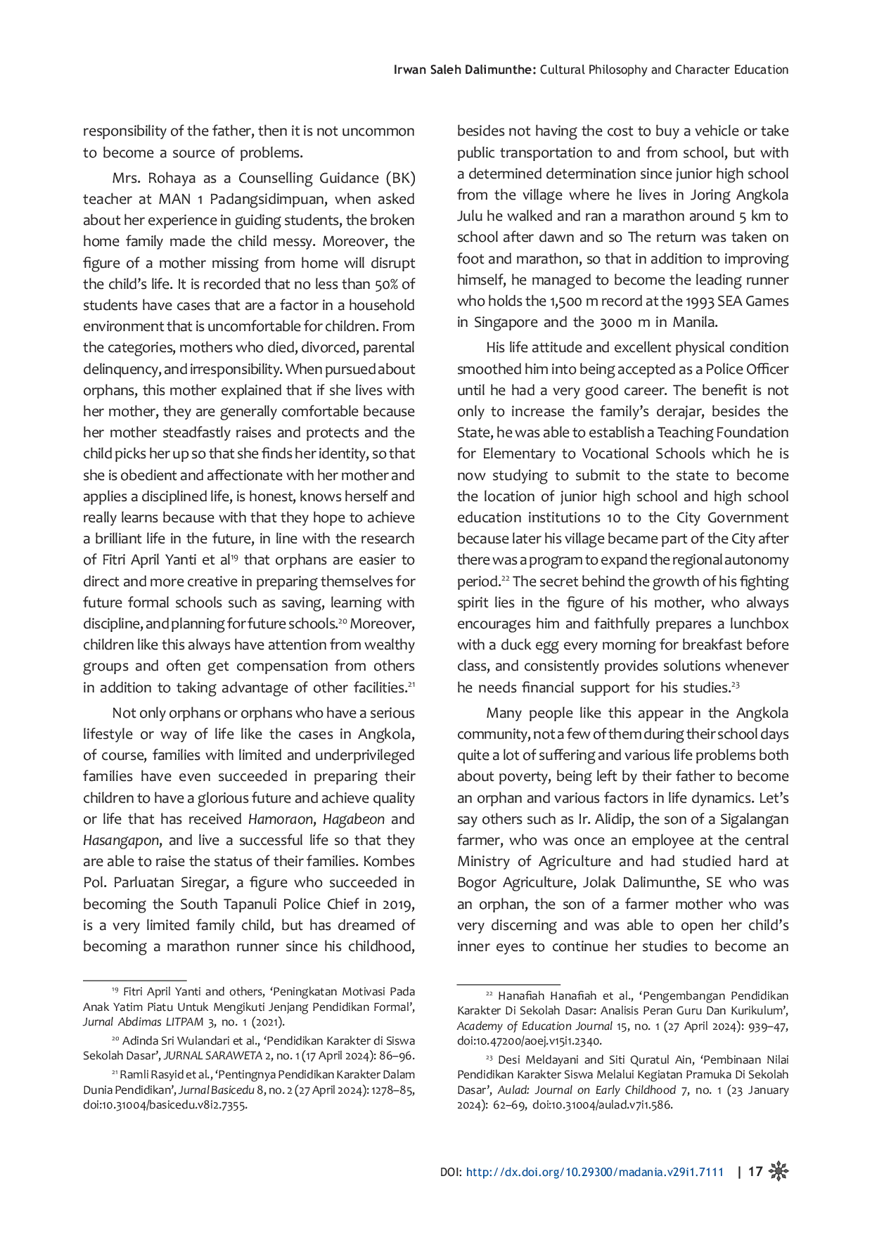 JURIS Cultural Philosophy and Character Education The Role of Batak Angkola Muslim Women in Applying Hamoraon Hagabeon and Hasangapon