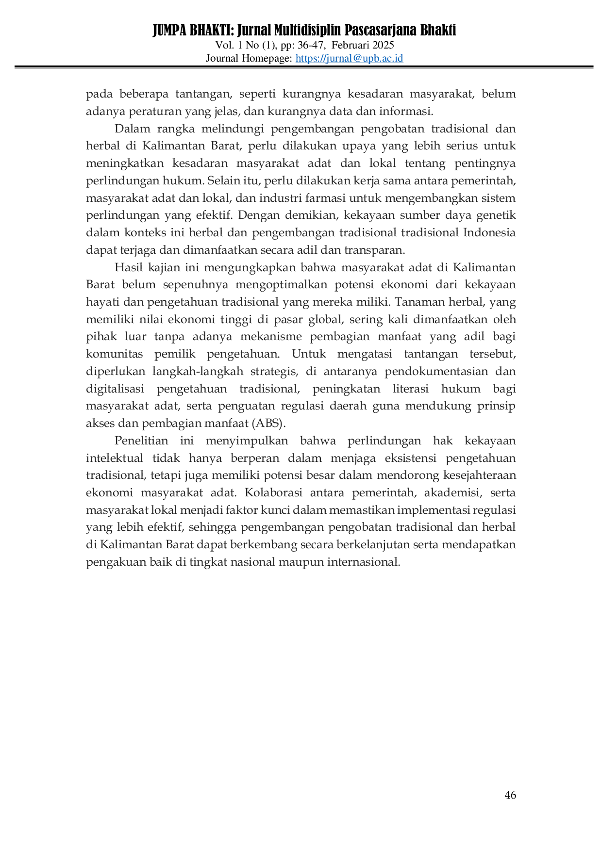 JURIS Hak Kekayaan Intelektual Dalam Pengembangan Pengobatan Tradisional dan Herbal di Kalimantan Barat
