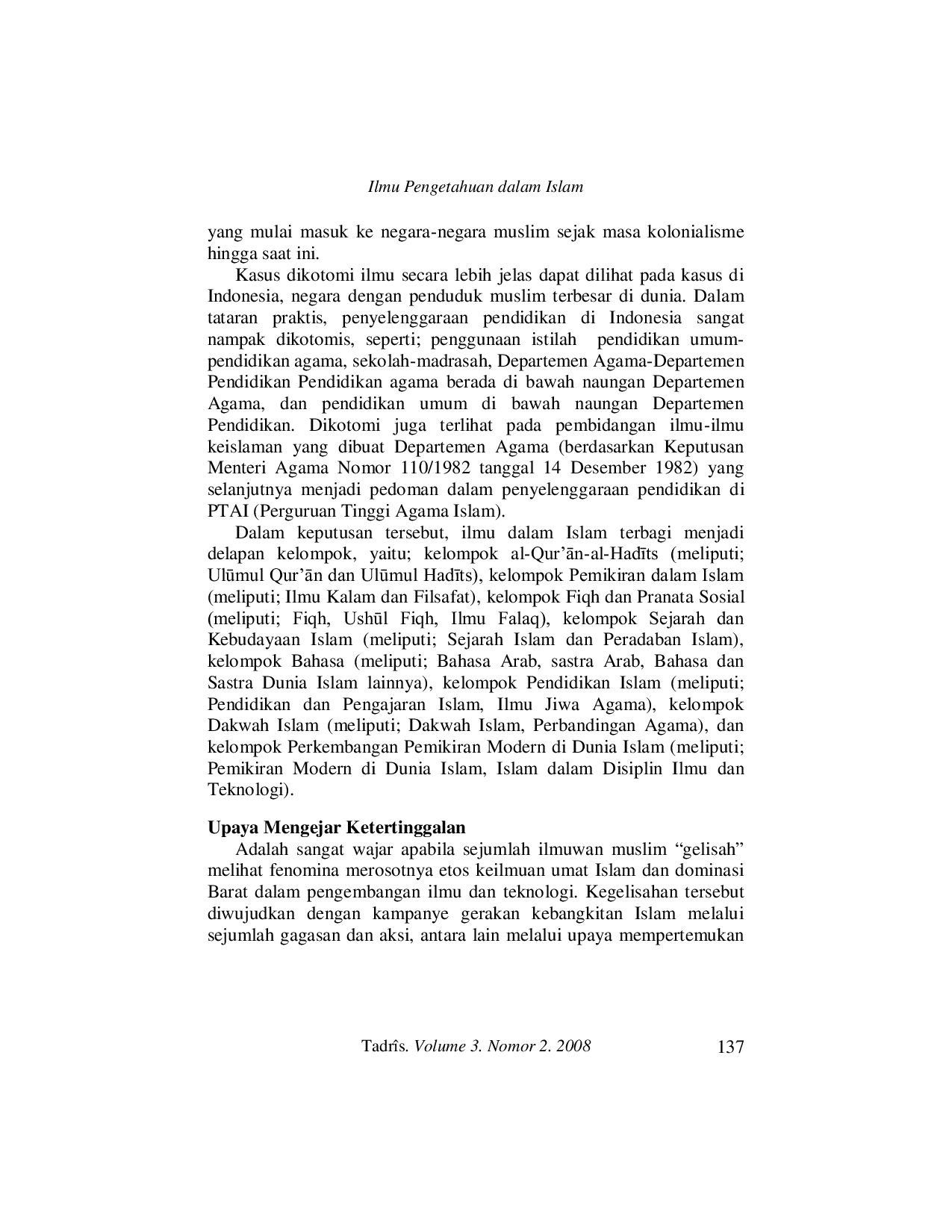 JURIS ILMU PENGETAHUAN DALAM ISLAM Perspektif Filosofis Historis