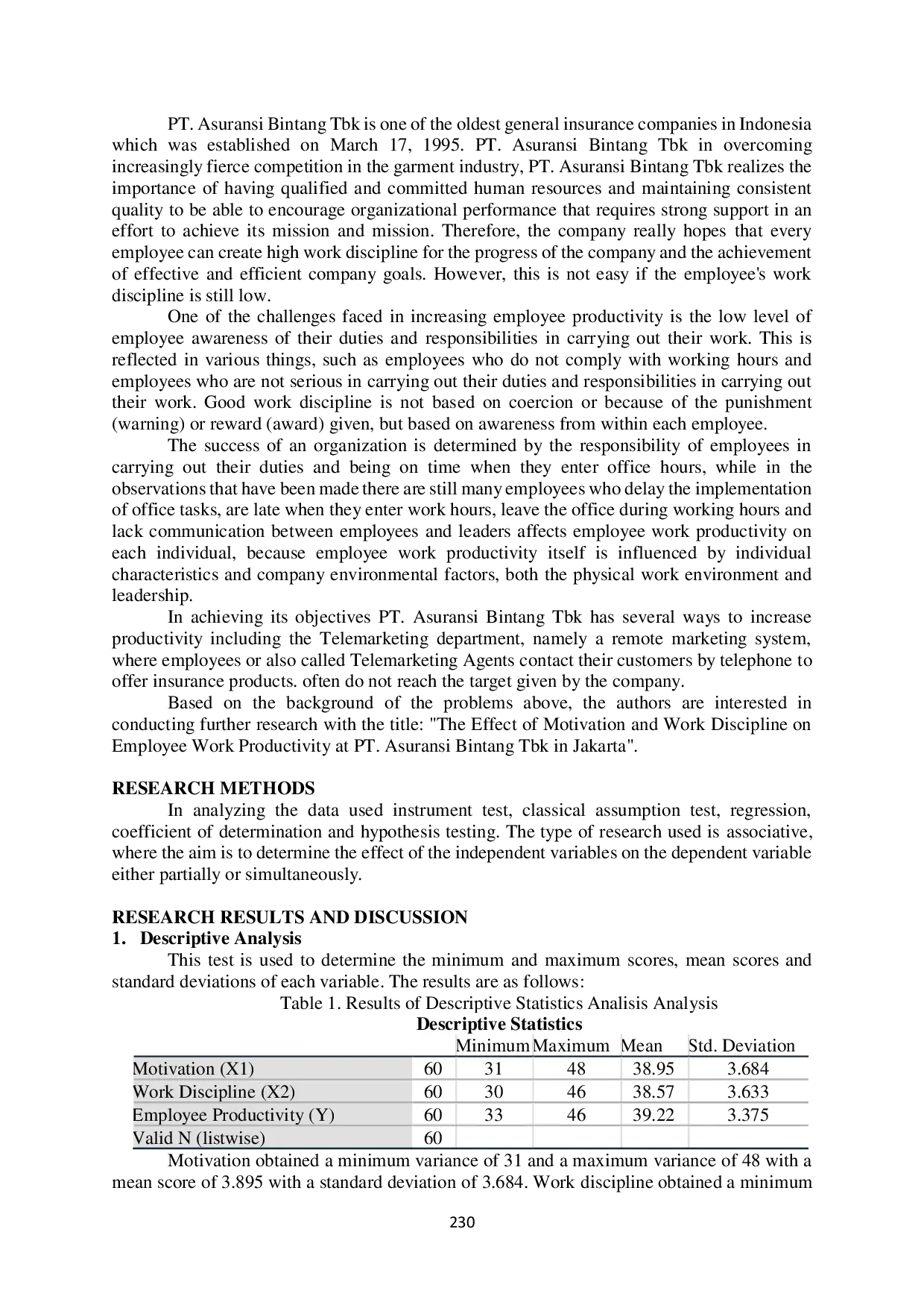 JURIS The Effect Of Work Motivation And Discipline On Employee Work Productivity At Pt Tbk Star Insurance In Jakarta