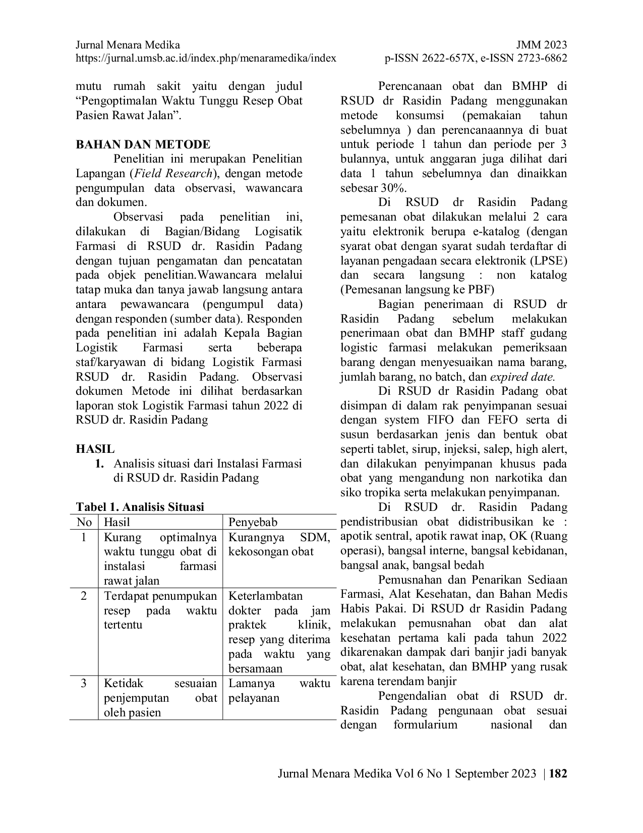 JURIS Upaya Pengoptimalan Waktu Tunggu Resep Obat Di Rumah Sakit X