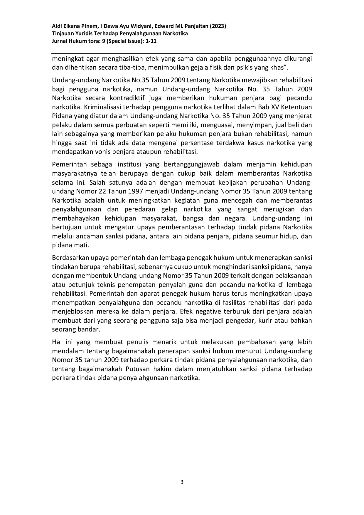 JURIS Tinjauan Yuridis Terhadap Penyalahgunaan Narkotika