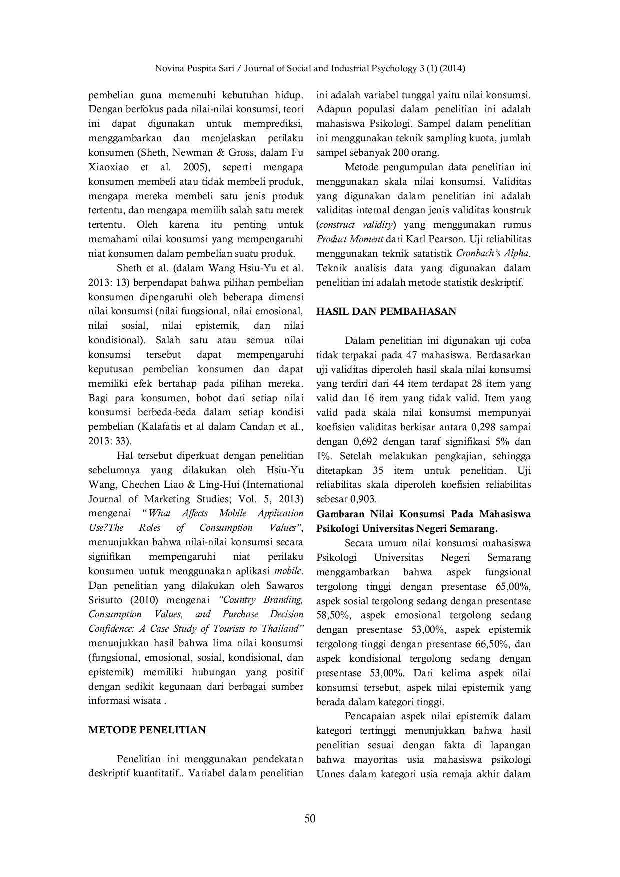 JURIS Nilai Konsumsi Pada Mahasiswa Psikologi Universitas Negeri Semarang