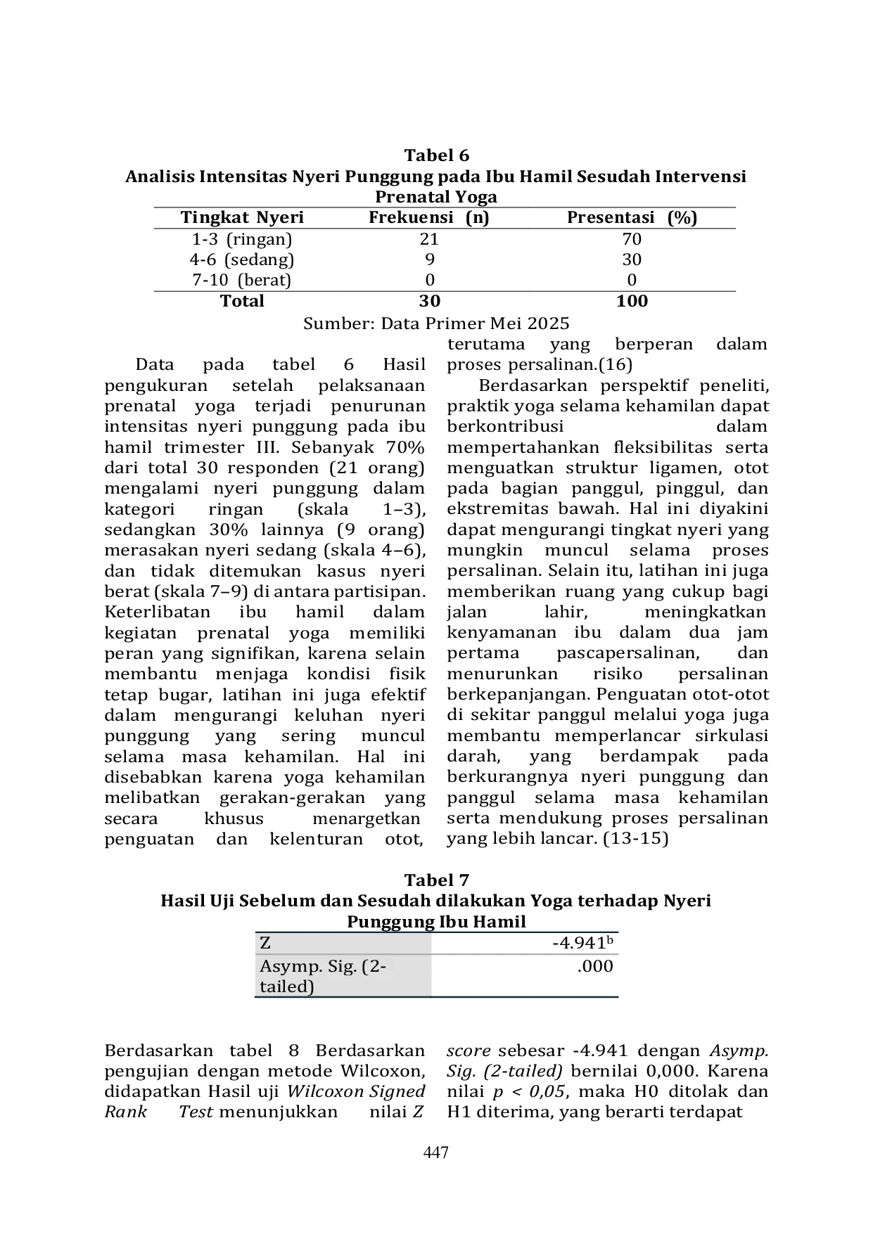 JURIS Dampak Prenatal Yoga Dalam Penurunan Intensitas Nyeri Punggung Dan Persiapan Persalinan Pada Ibu Hamil Trimester Iii Di Tpmb Nina Herawati Kota Malang