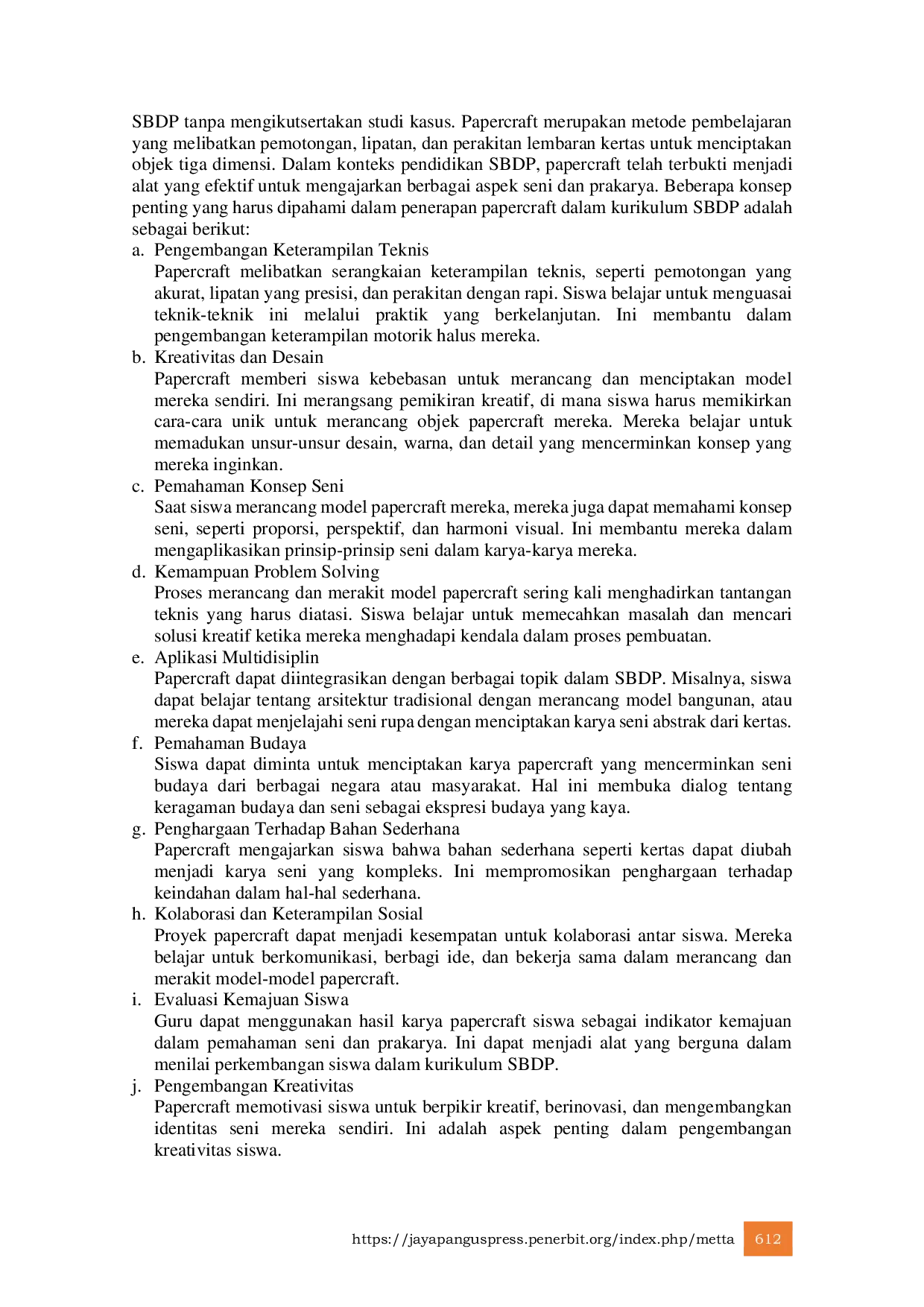 JURIS Penerapan Media Pembelajaran Papercraft Dalam Meningkatkan Kreatifitas Menggambar Seni Budaya Dan Prakarya SBDP